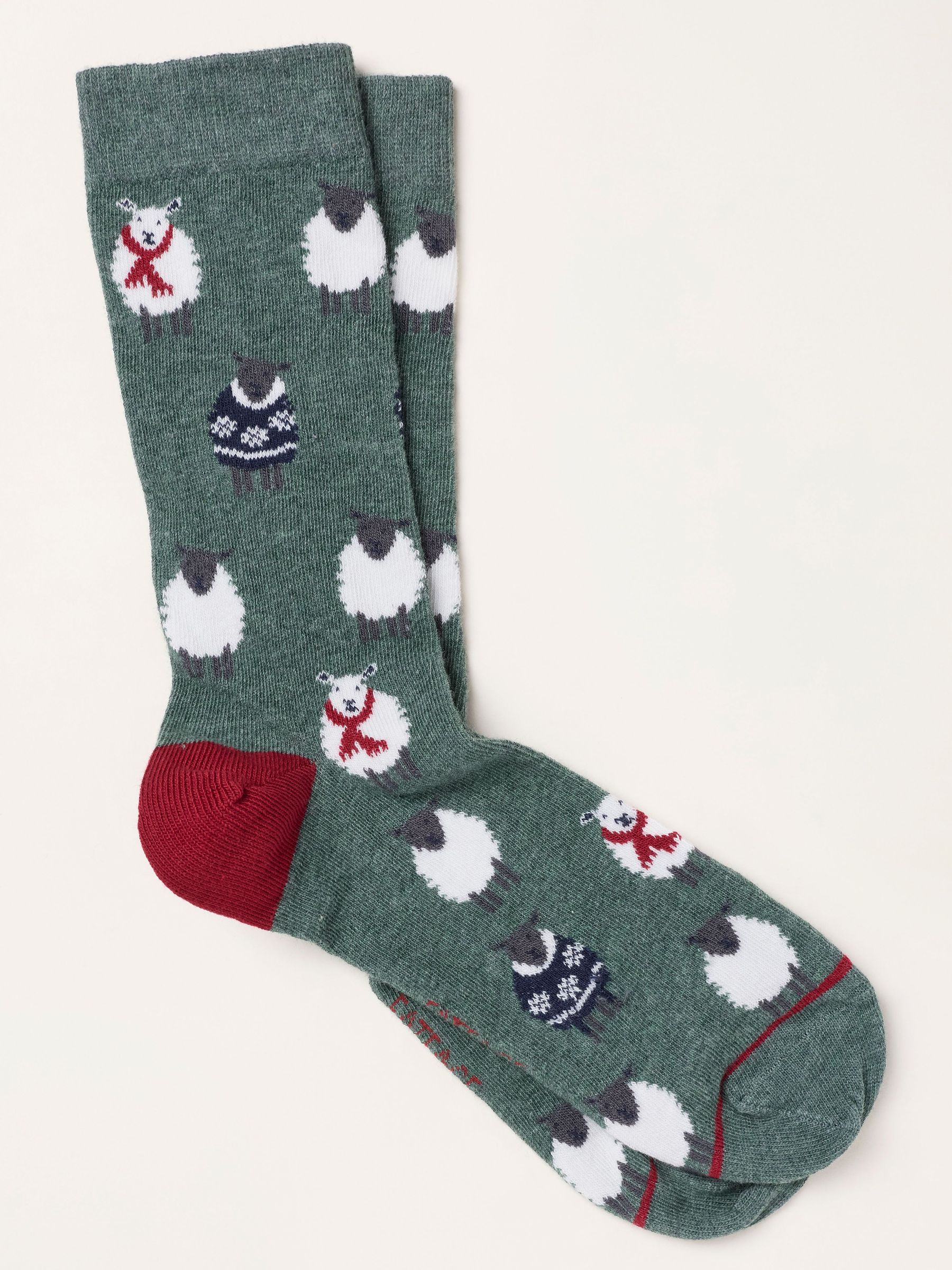 Green - Regular Christmas Sheep Socks