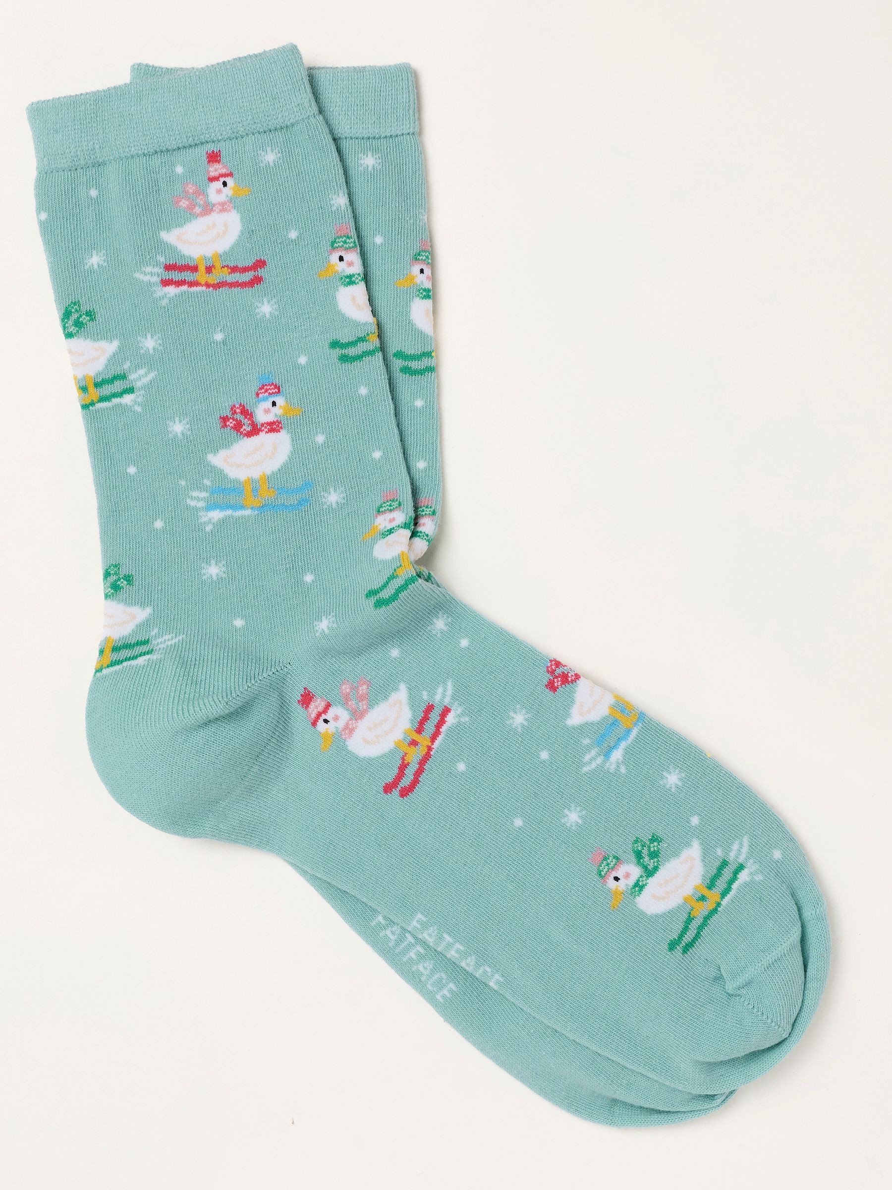 Green - Christmas Skiing Geese Socks