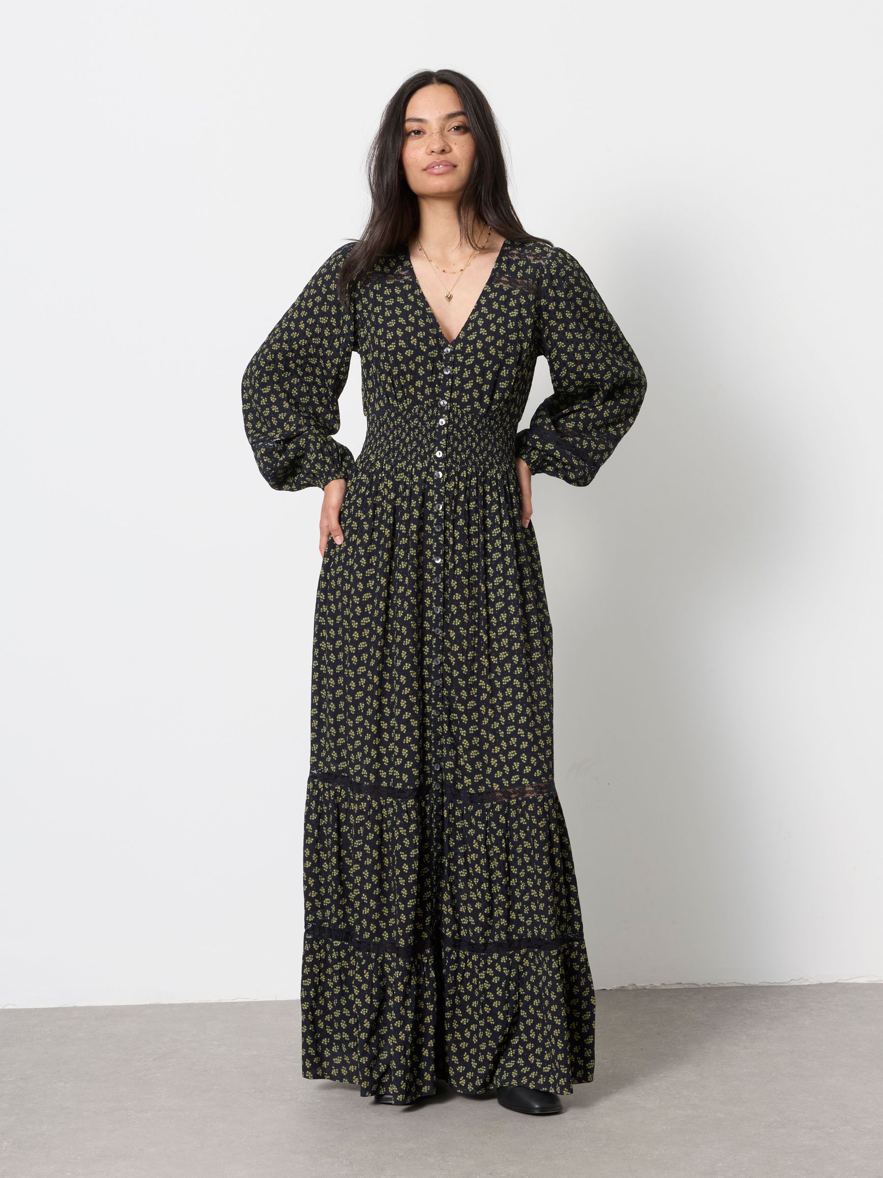Navy Ditsy - Jacquard Maxi Dress