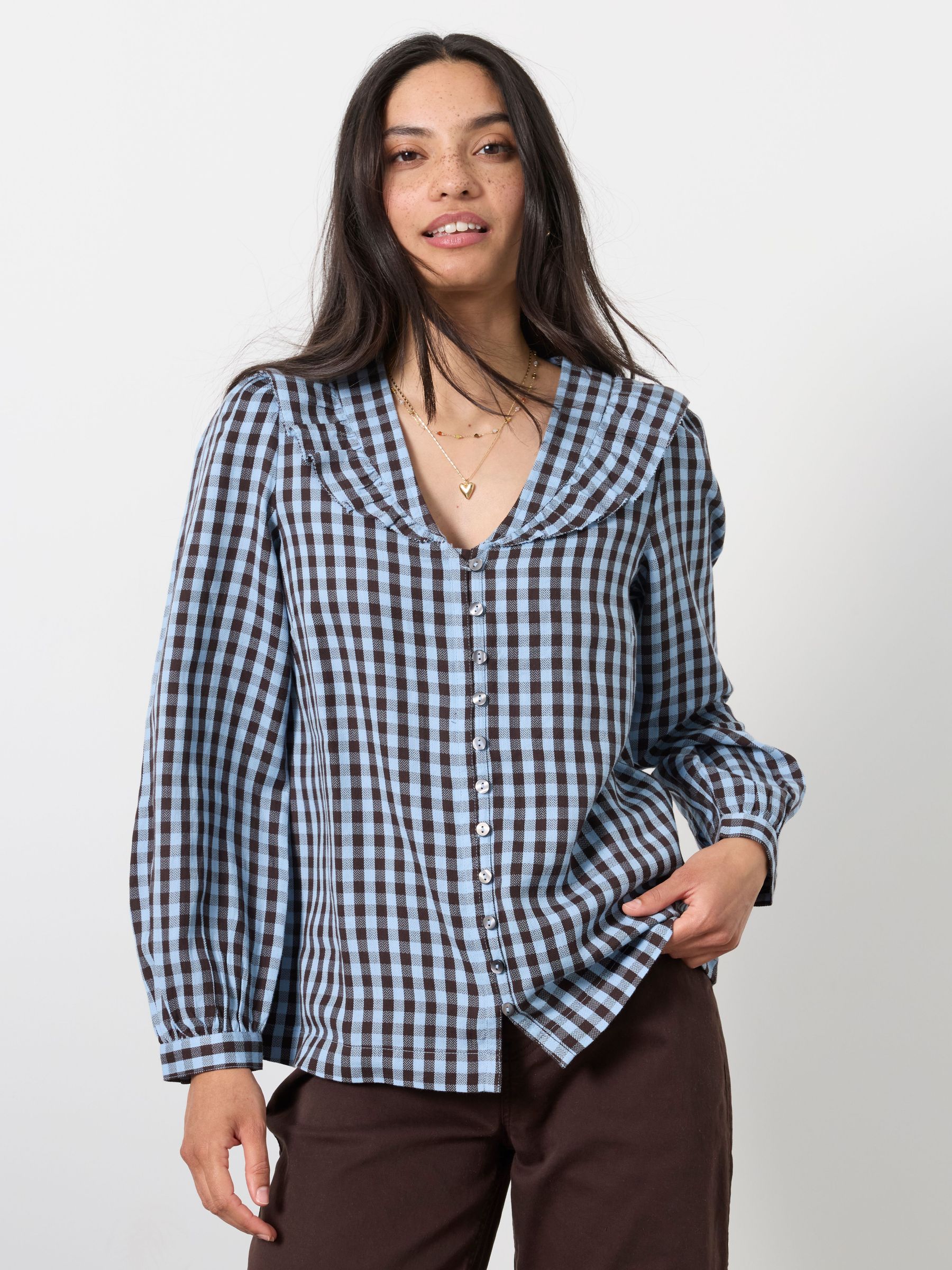 Blue - Gingham Blouse