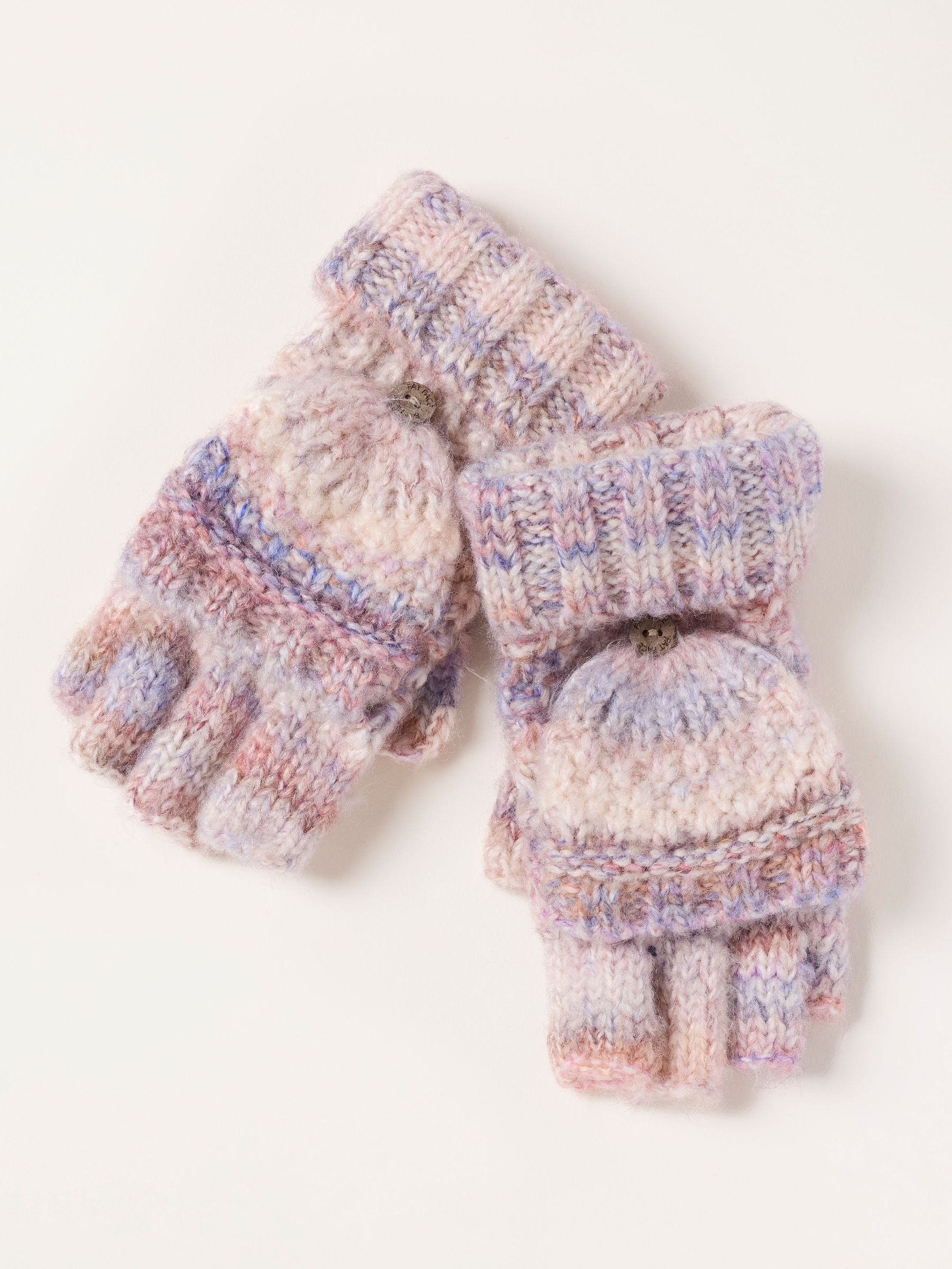 Ivory - Space Dye Overflap Mittens