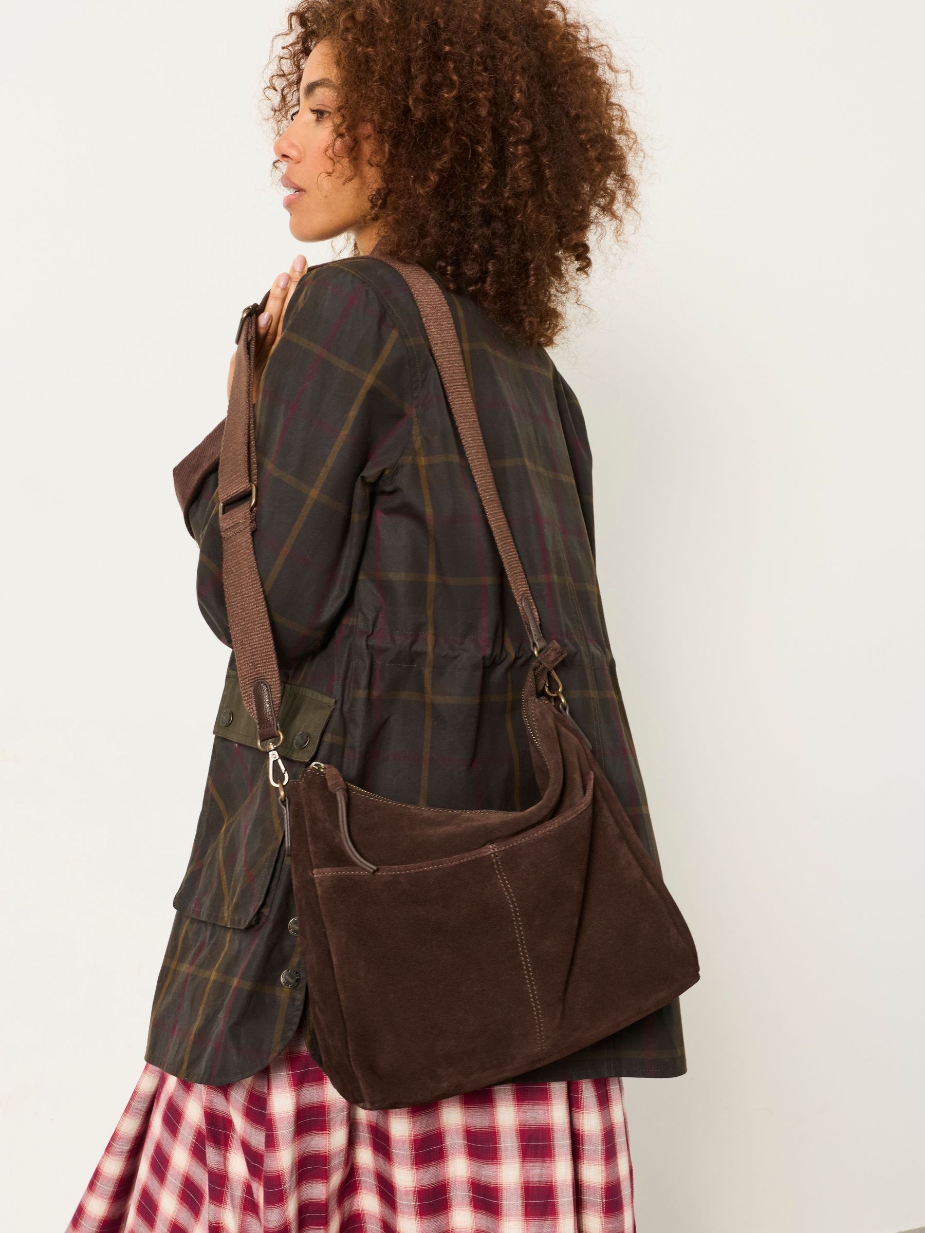 Chocolate Brown - Suede Crossbody Bag