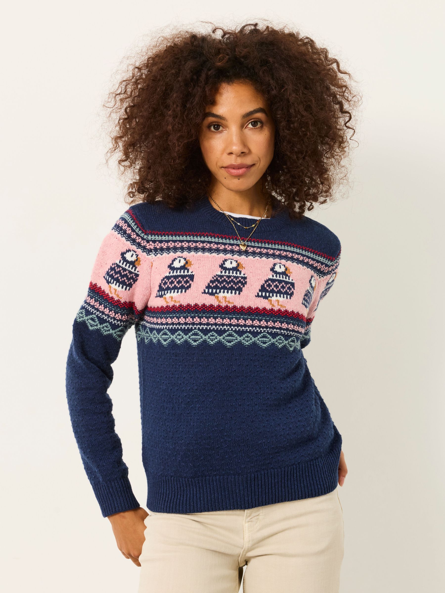 Navy - Fairisle Knitted Crew Neck Christmas Jumper