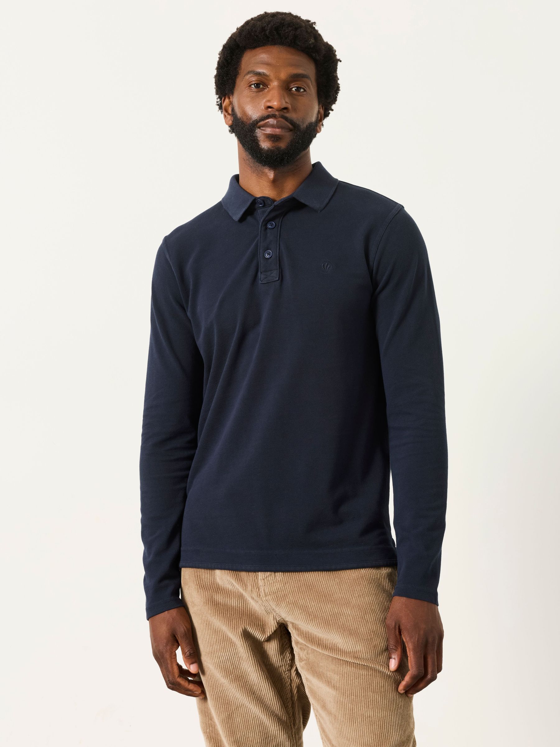 Navy - Regular Long Sleeve Pique Polo Shirt