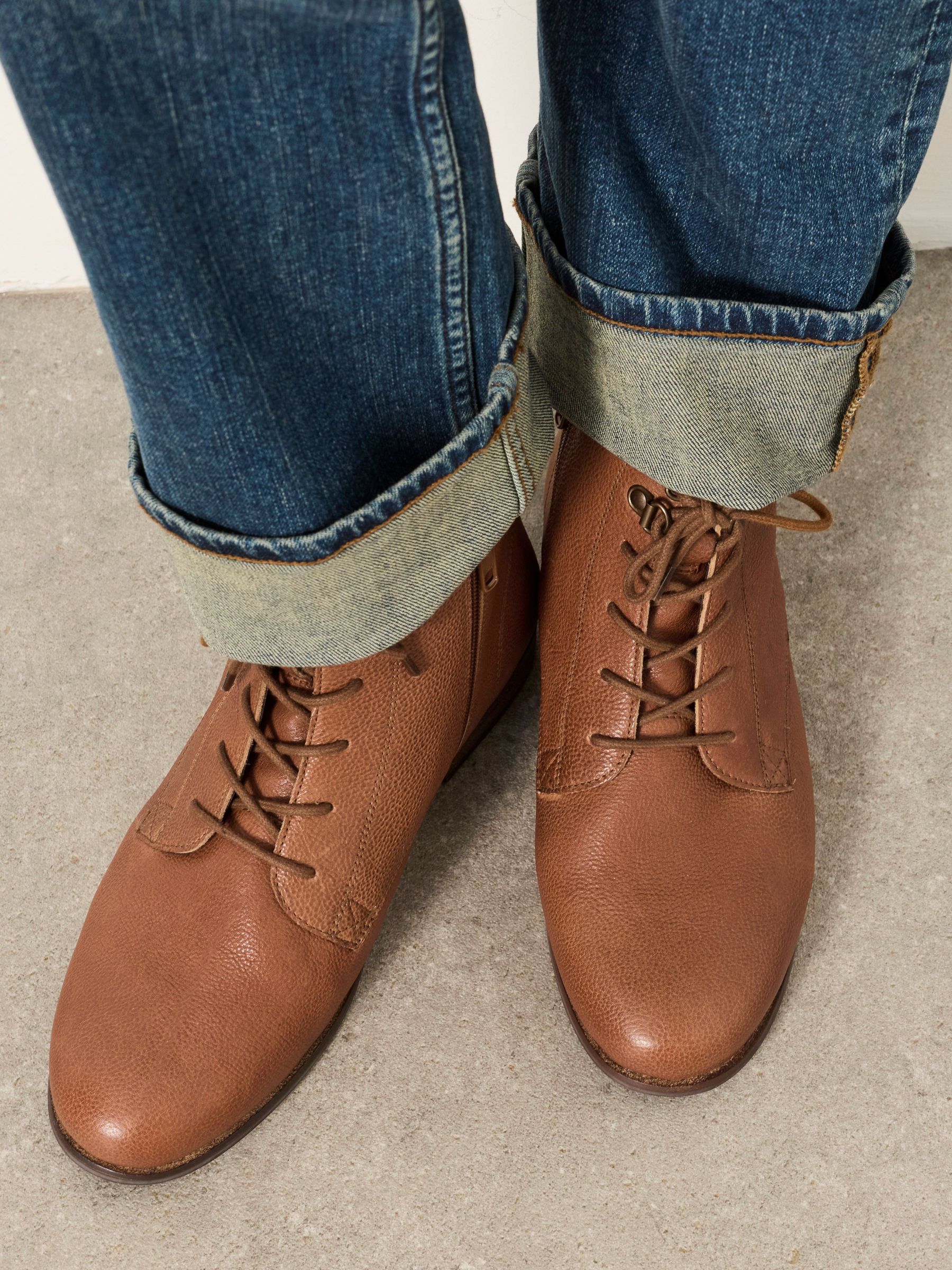 Tan Brown - Leather Ankle Boots
