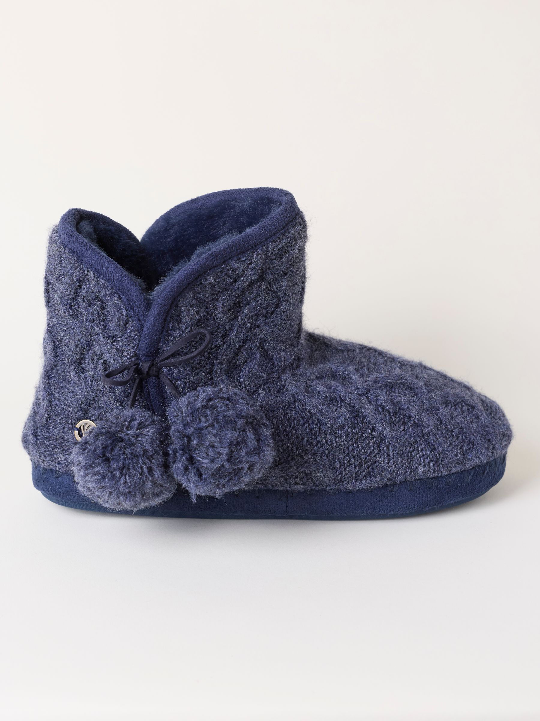 Navy - Knit Slipper Boots