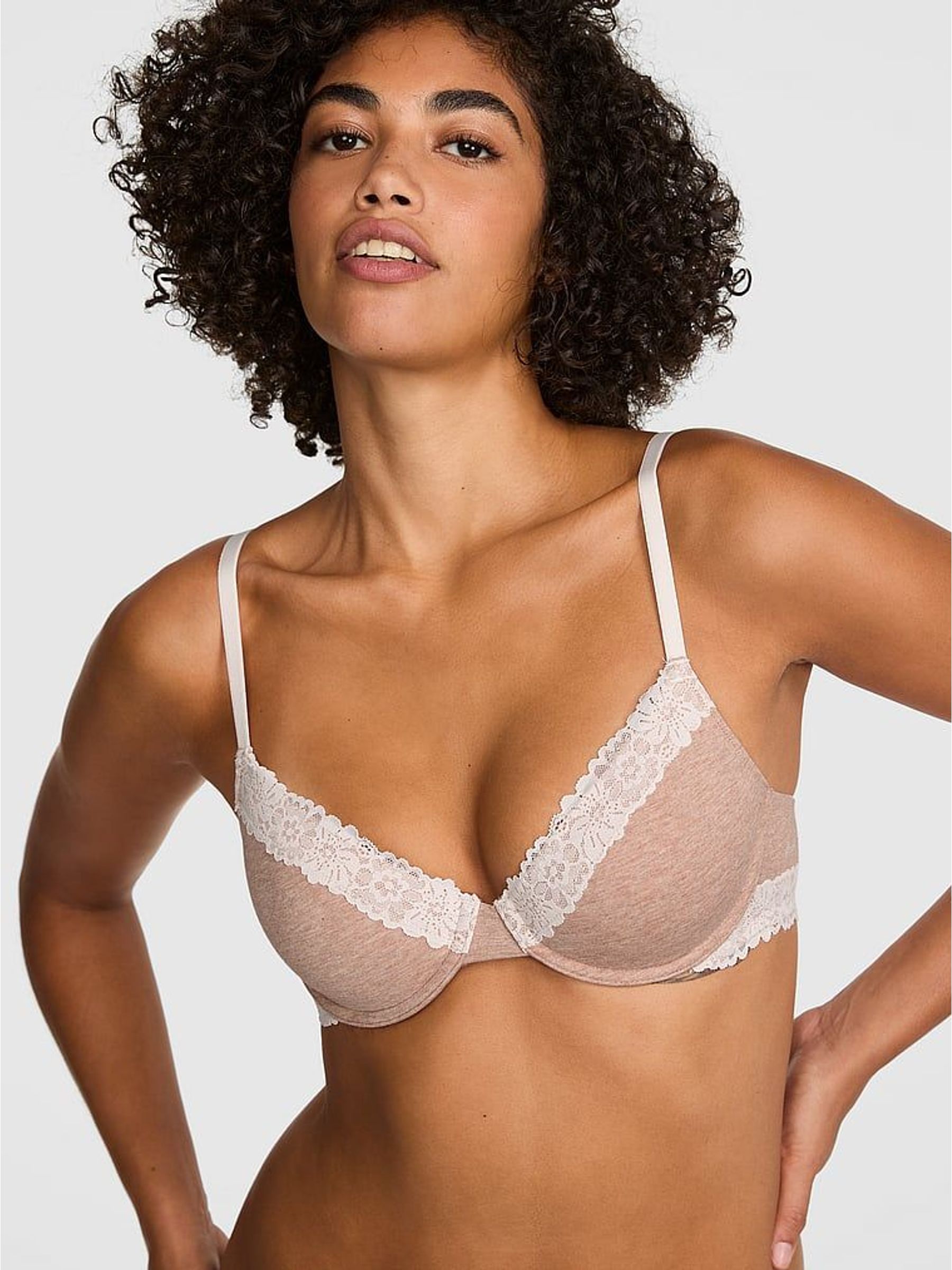 Praline Nude - Cotton Heather Lace Trim Bra
