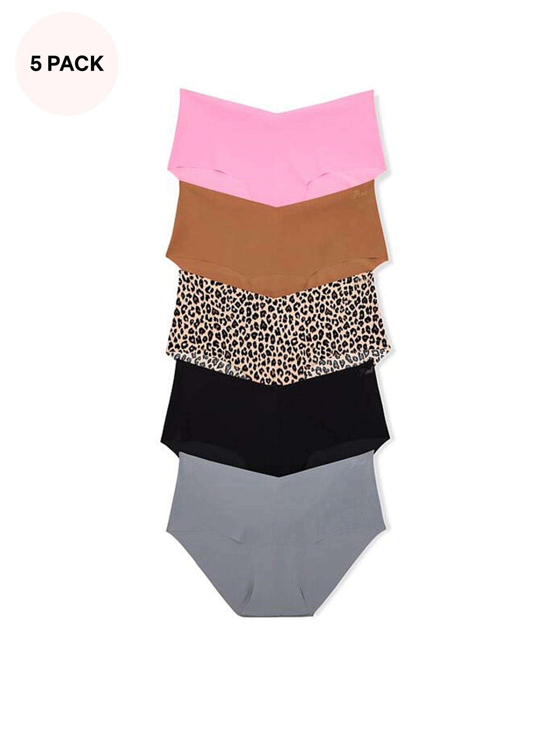 Black/Grey/Nude/Pink - G String 5 Pack No Show Knickers