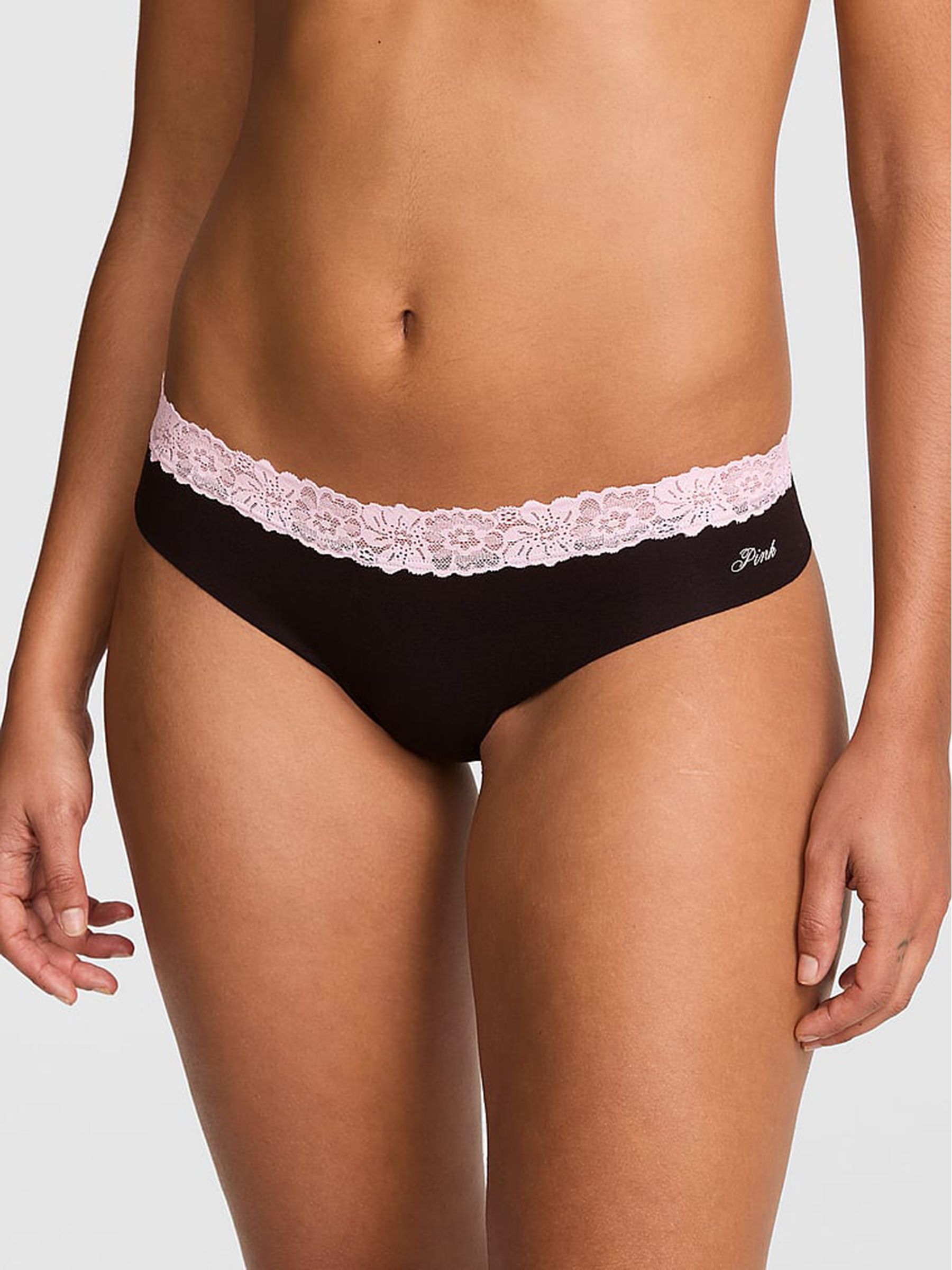 Black - G-string Lace Trim Knickers