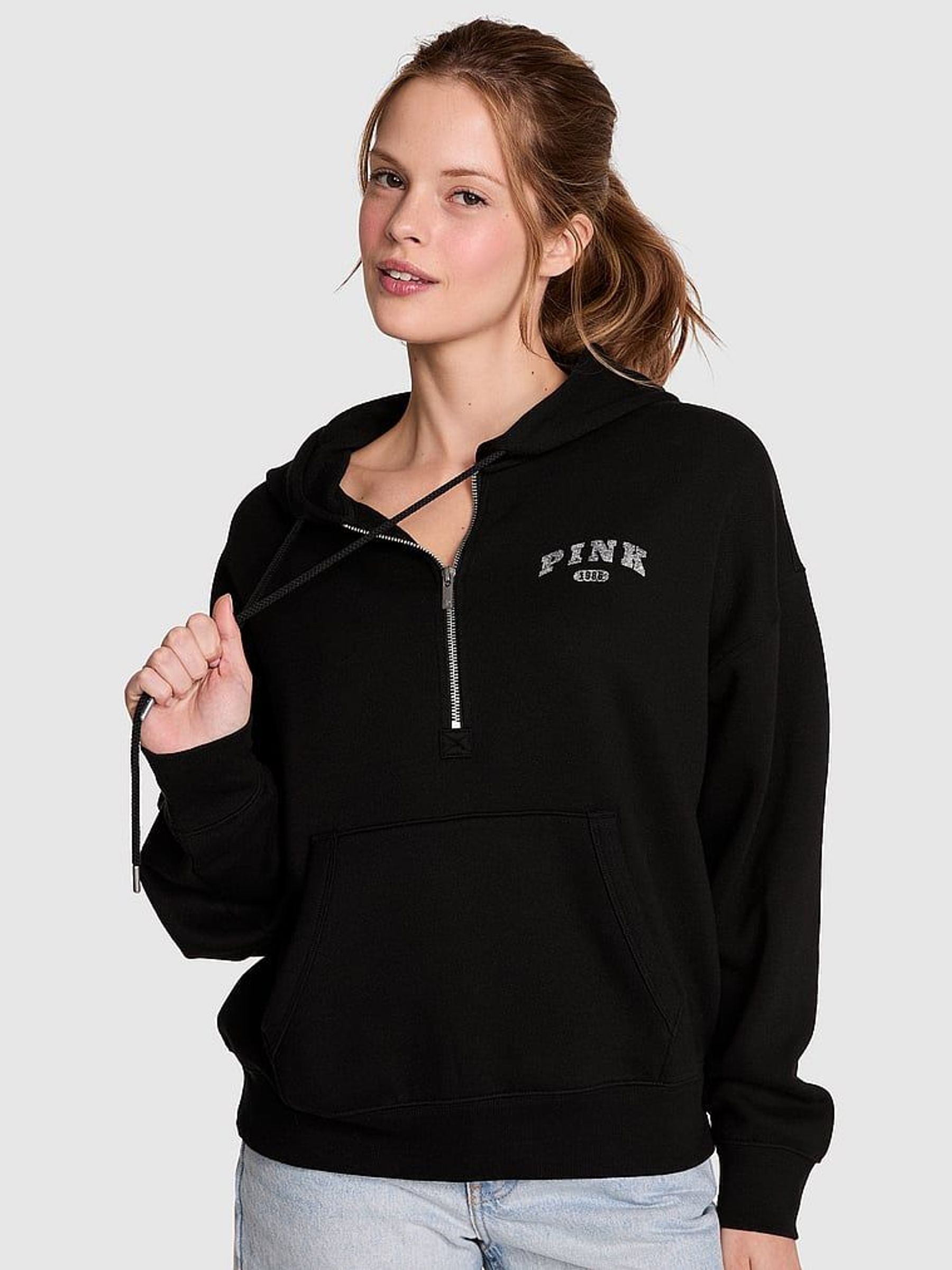 Black Half Zip Fleece Hoodie (H12210) | €57