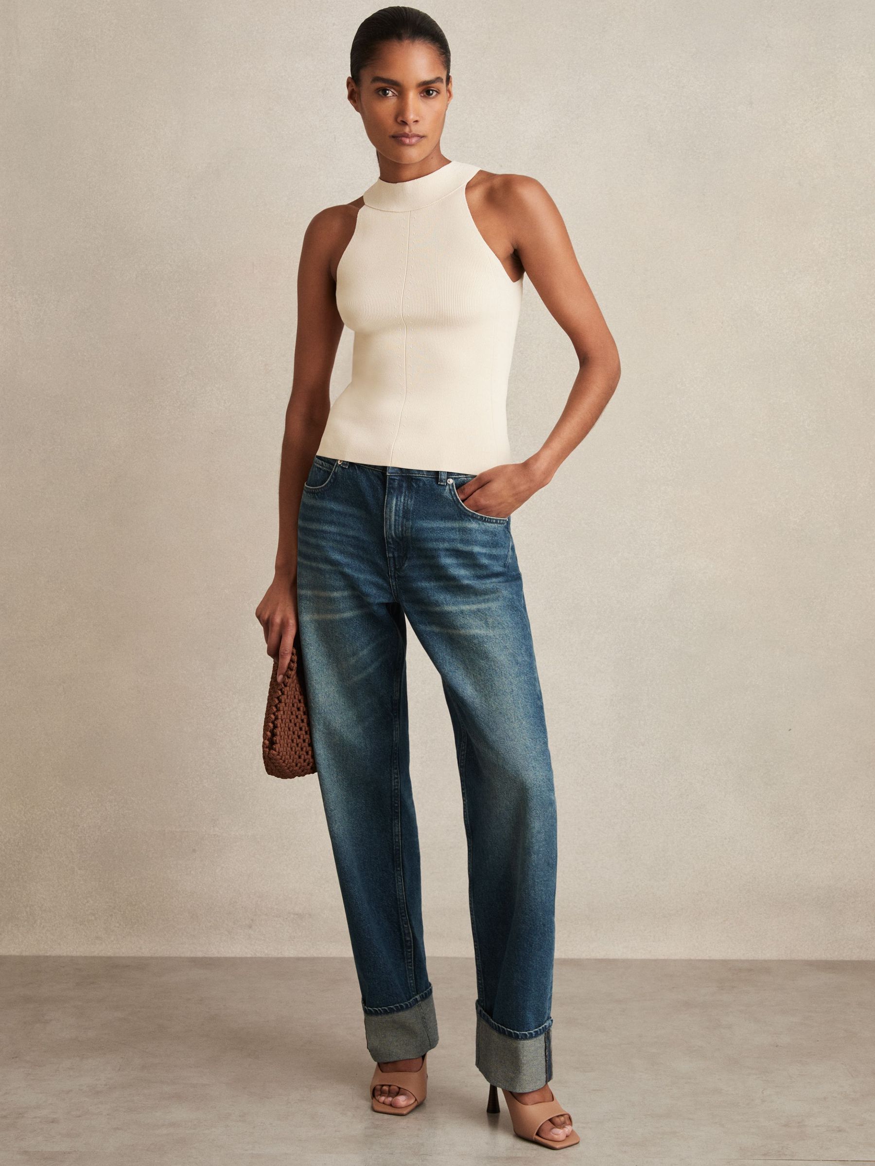 Straight-Leg Turn-Up Jeans in Mid Blue (H14434) | €195