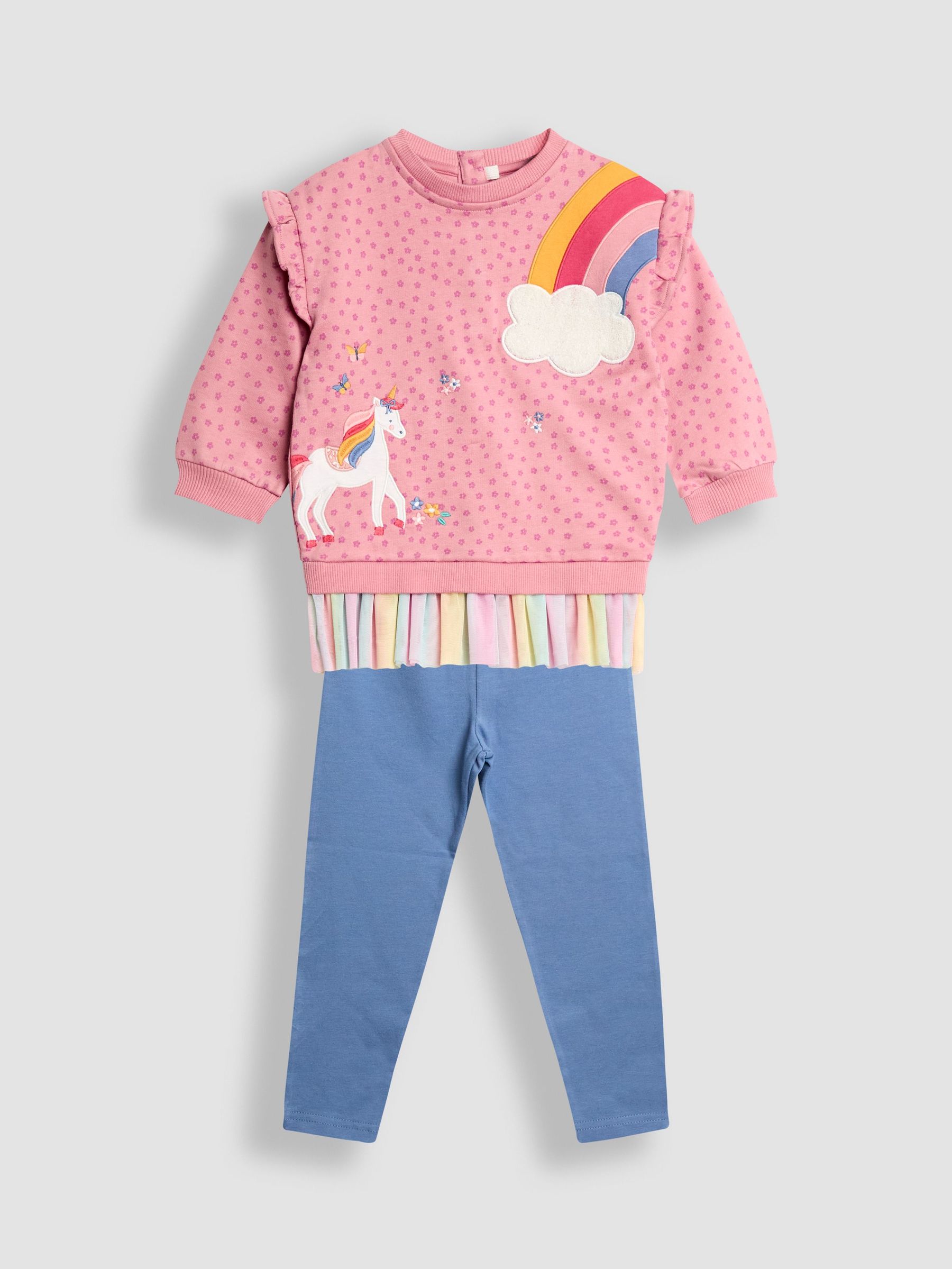 Dark Pink Appliqué Tulle Sweatshirt & Legging Set (H15863) | $51 - $62