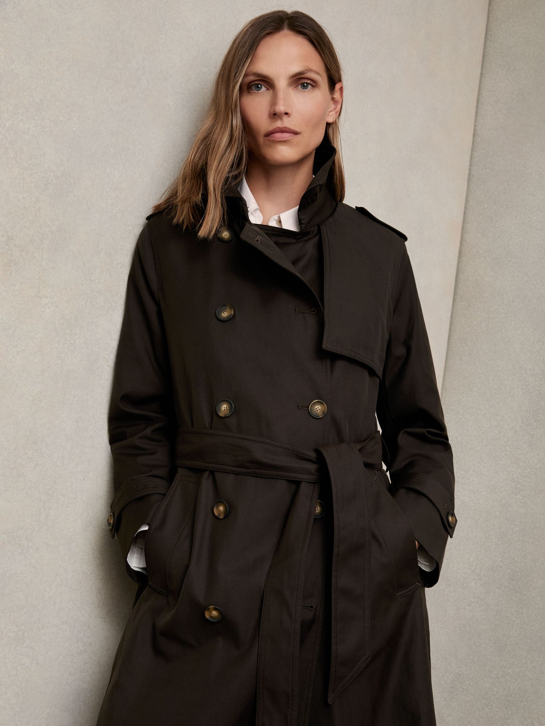 Petite Hooded Insert Trench Coat in Chocolate Brown (H16378) | 1,695 SAR