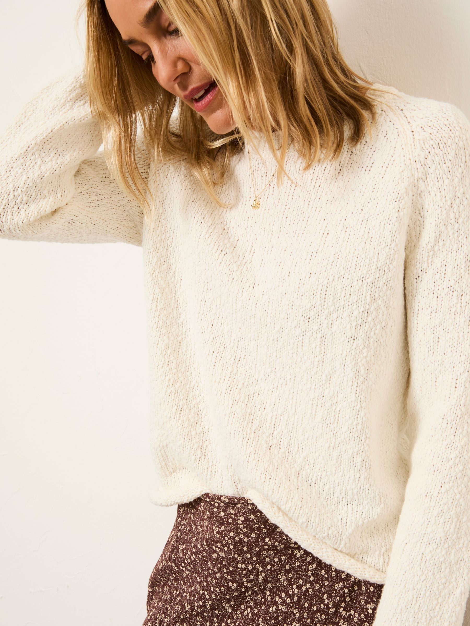 Sophia Ivory Knitted Slub Jumper (H17020) | $86