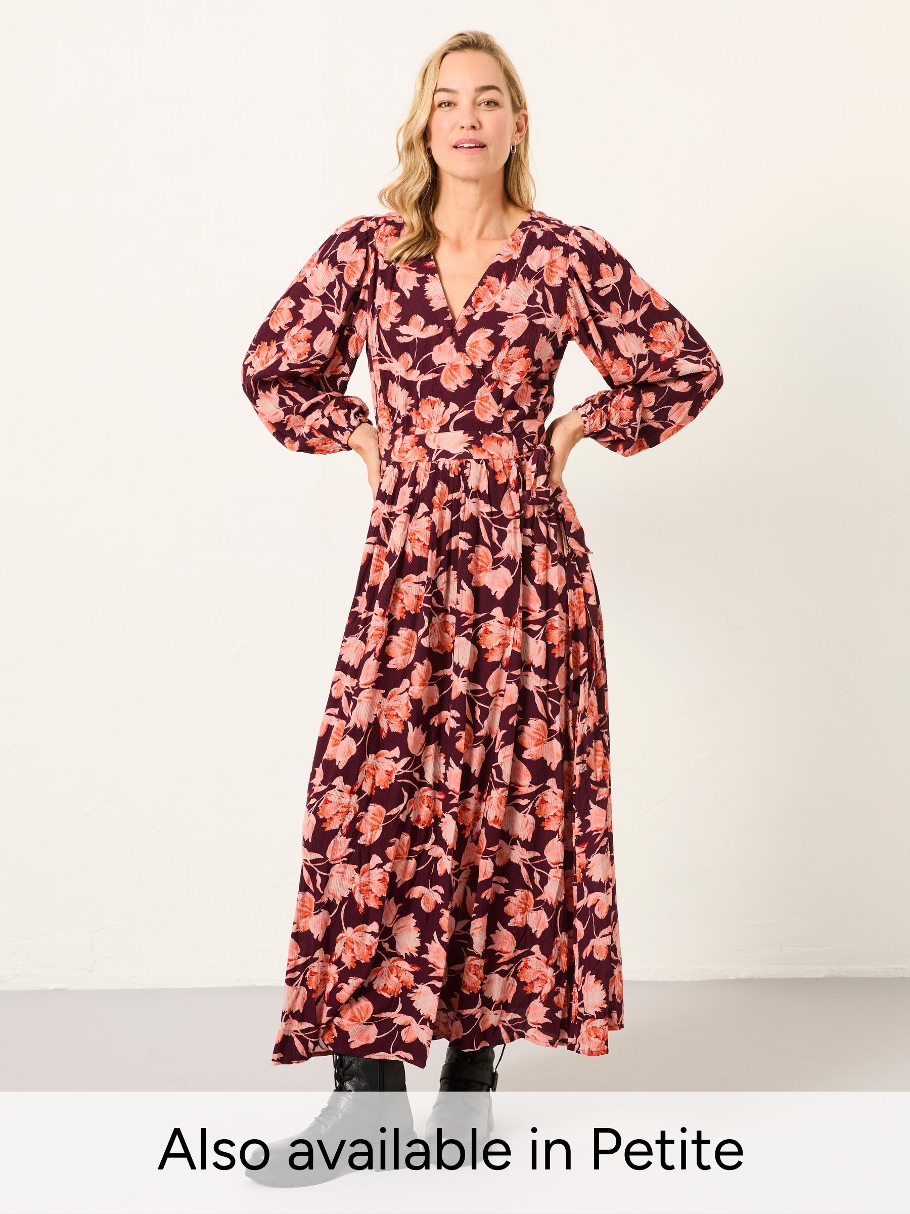 Lottie Claret Winter Floral Regular Maxi Dress (H17067) | $151