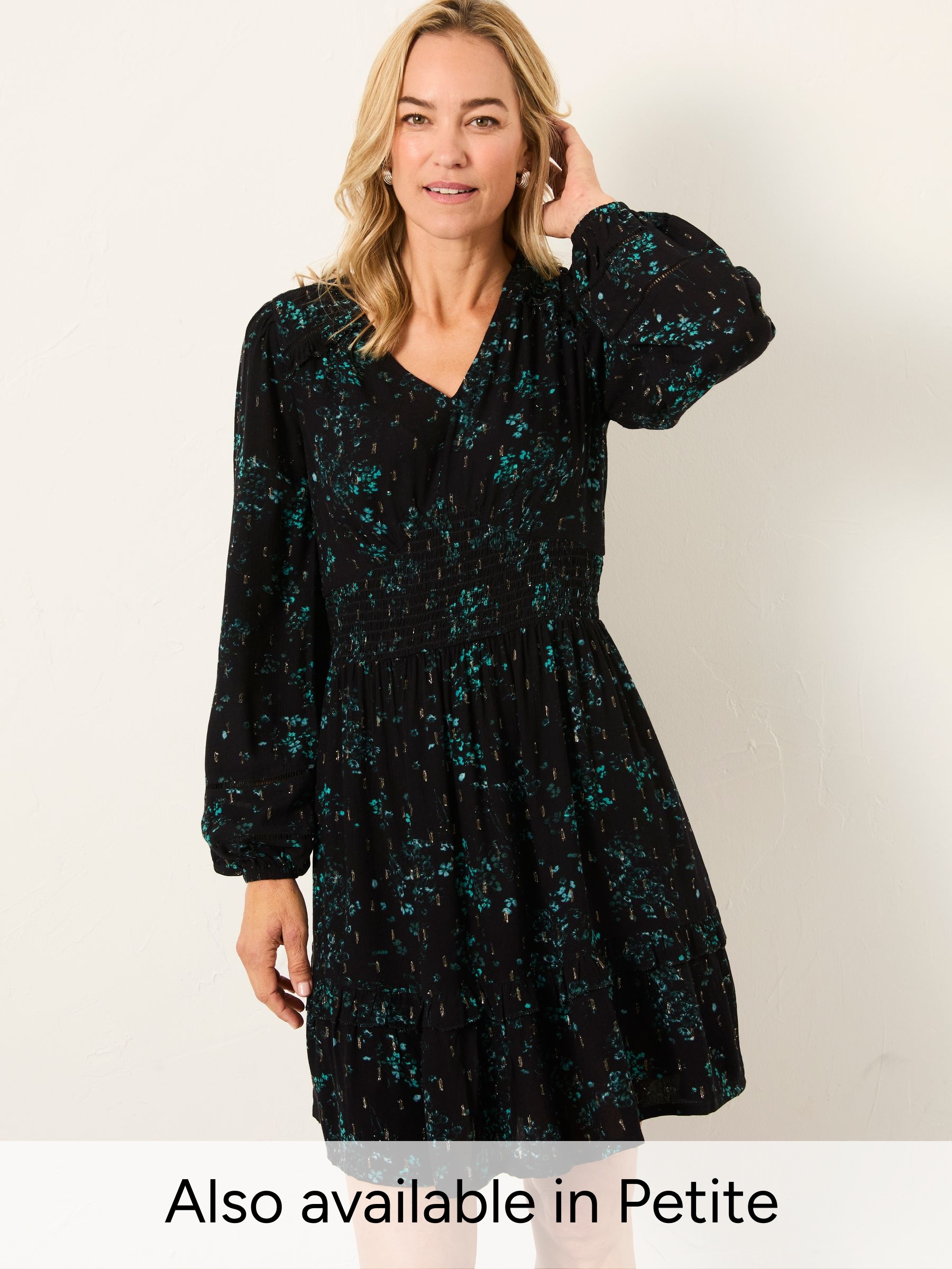 Pippa Black Winter Meadow Regular Mini Dress (H17068) | $144