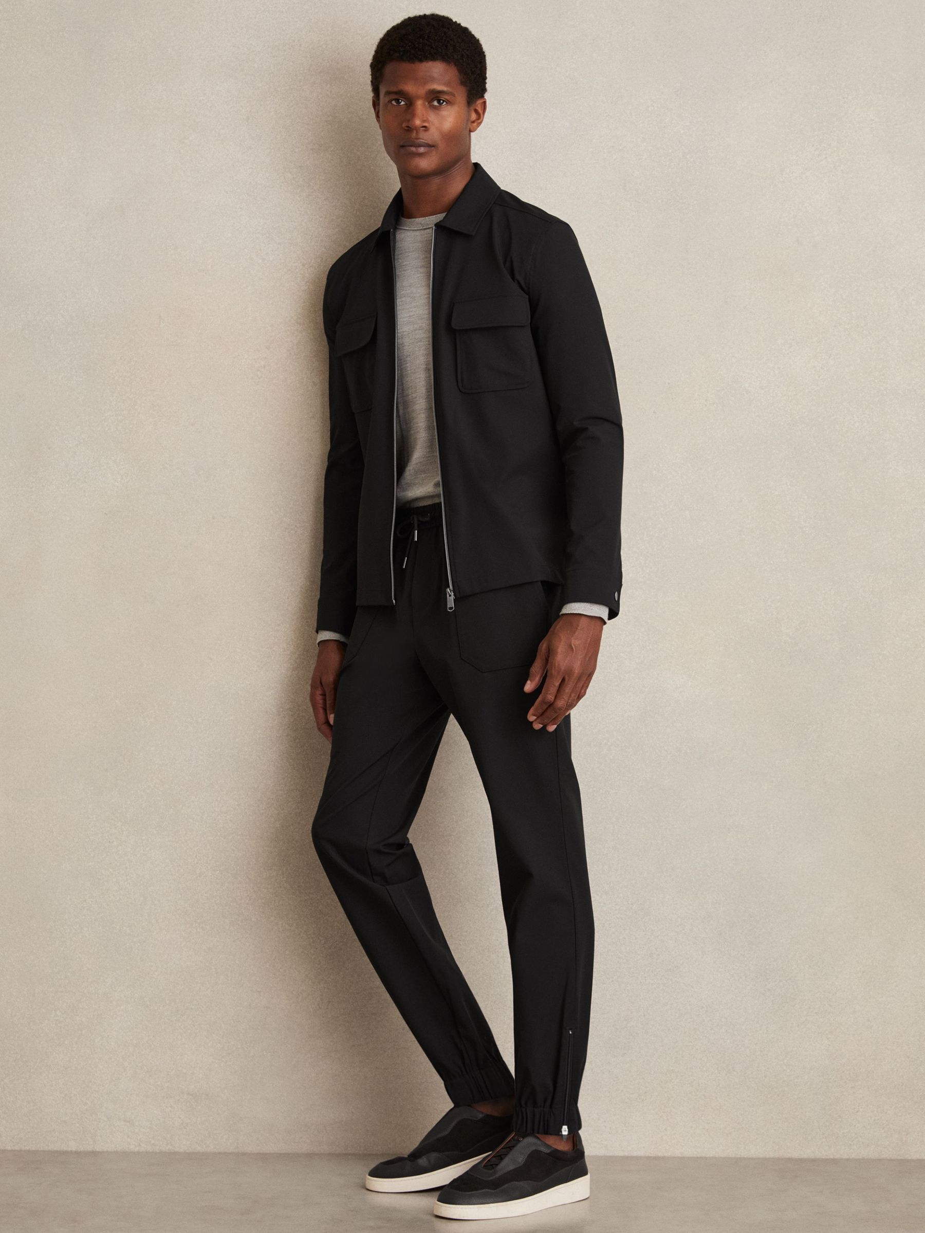 Stretch-Nylon Cuff Trousers in Black (H19170) | 755 QAR