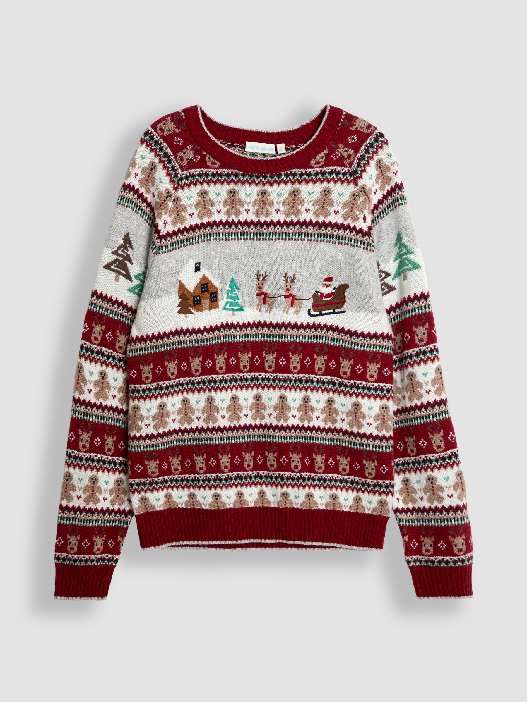 Burgundy Men's Christmas Scene Fairisle Jumper (H19350) | $84