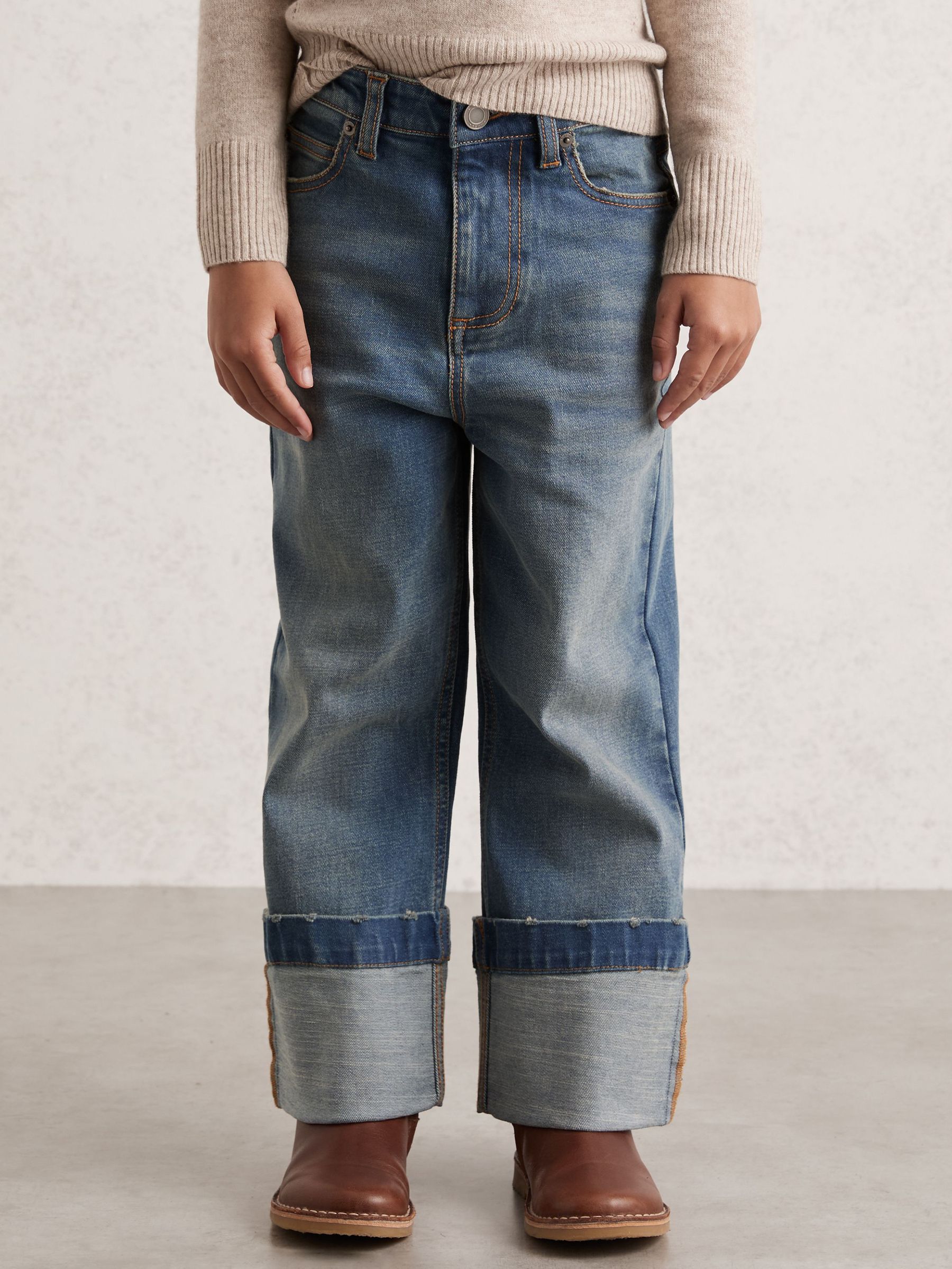 3-9 yrs Straight-Leg Turn-Up Jeans in Blue (H19620) | DKK510