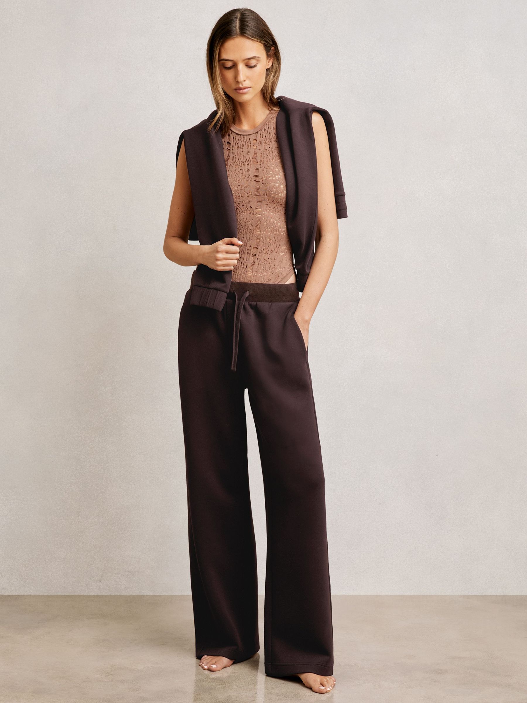 Petite Wide-Leg Interlock Drawstring Joggers in Plum (H19628) | 195 €