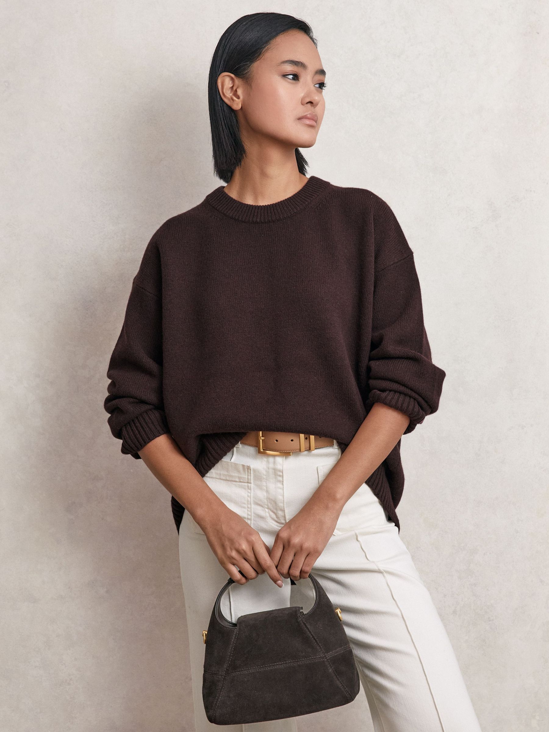 Wool-Cashmere Crew-Neck Jumper in Plum (H20927) | 710 QAR