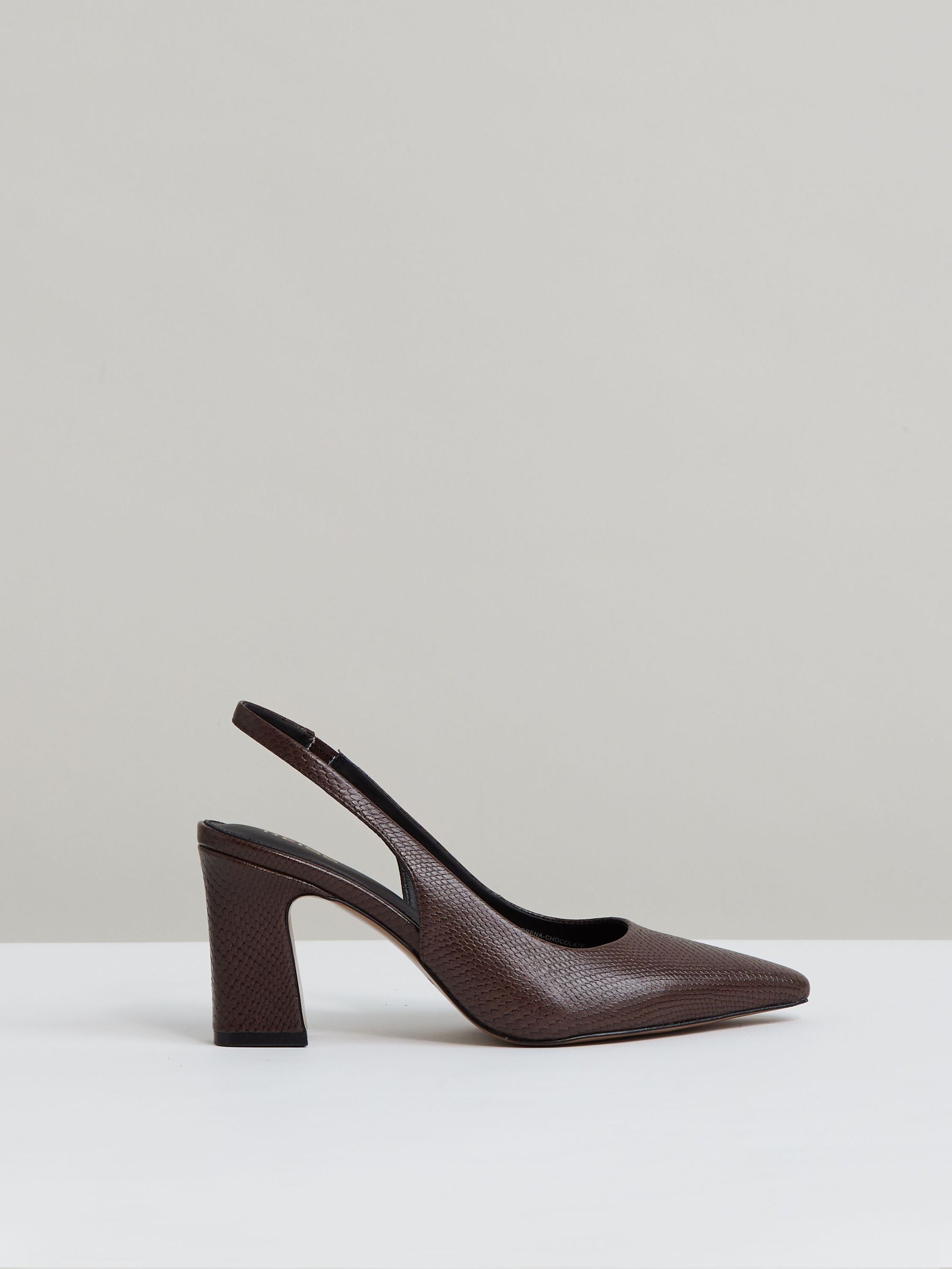 Leather Slingback Court Shoes in Chocolate (H21013) | Kč5,795