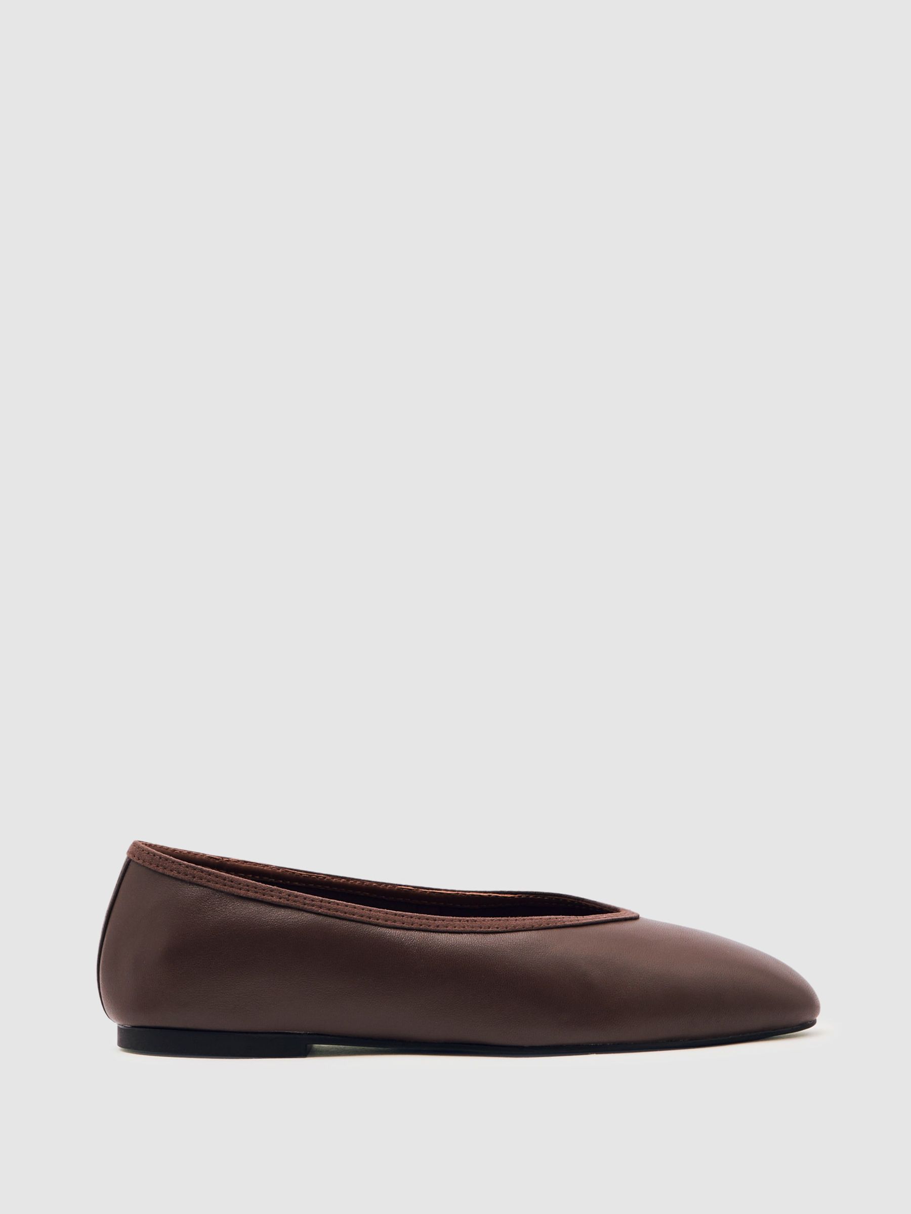 Nappa Leather Ballet Flats in Brown (H21027) | 810 QAR