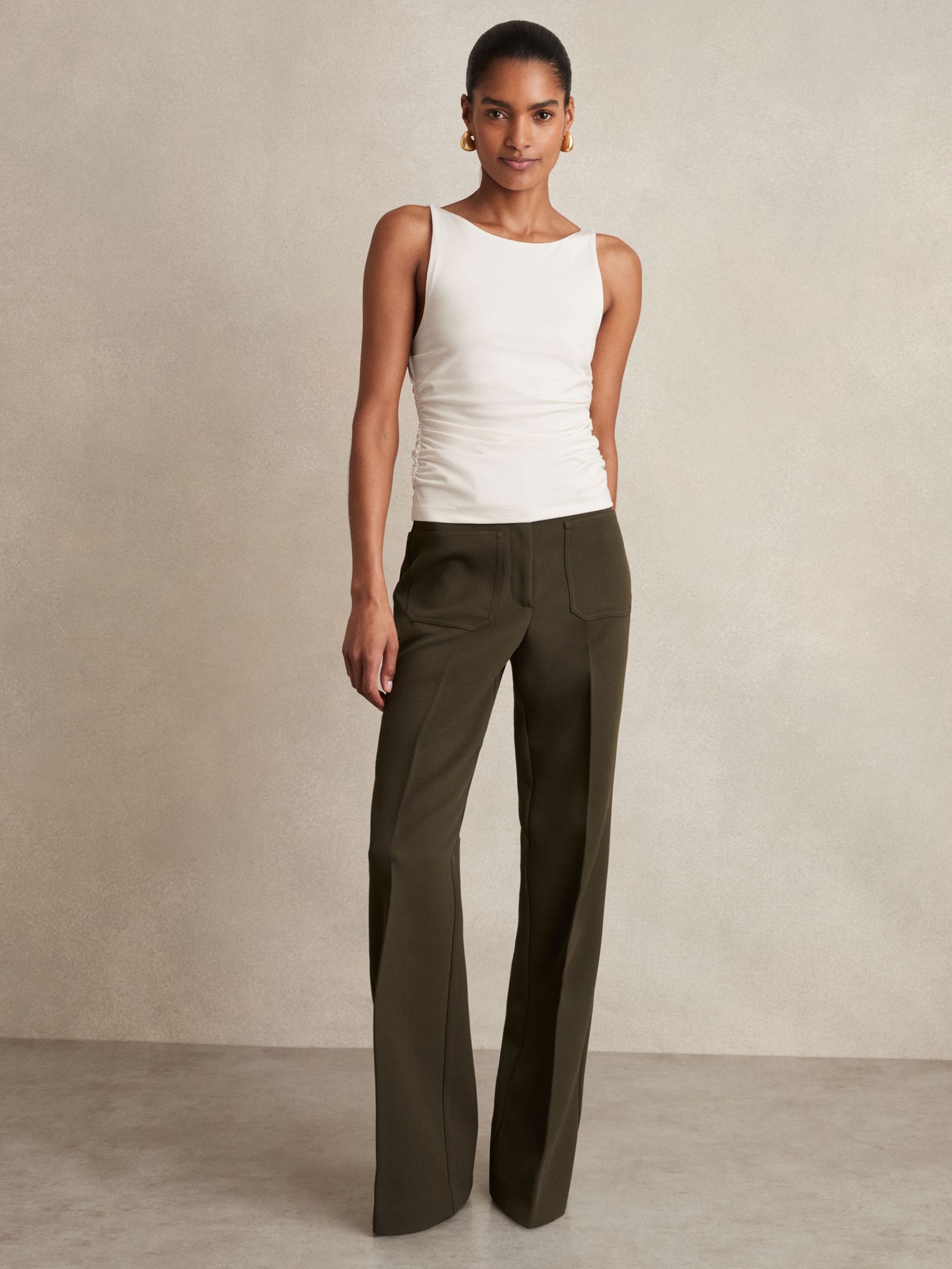 Ruched Jersey Cowl Back Vest in White (H21031) | US$125