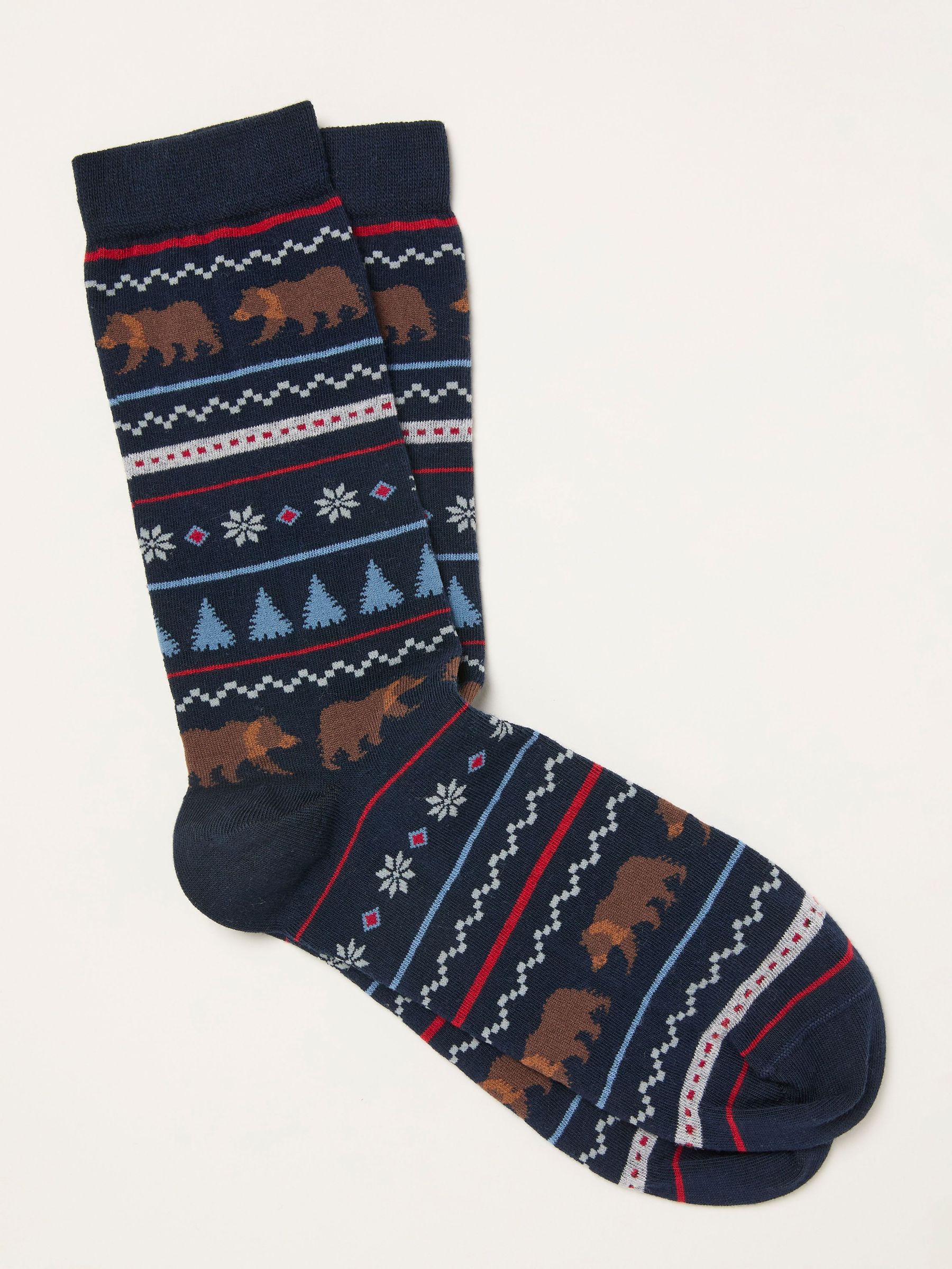 Navy Fairisle Bear Socks (H21187) | €9.50