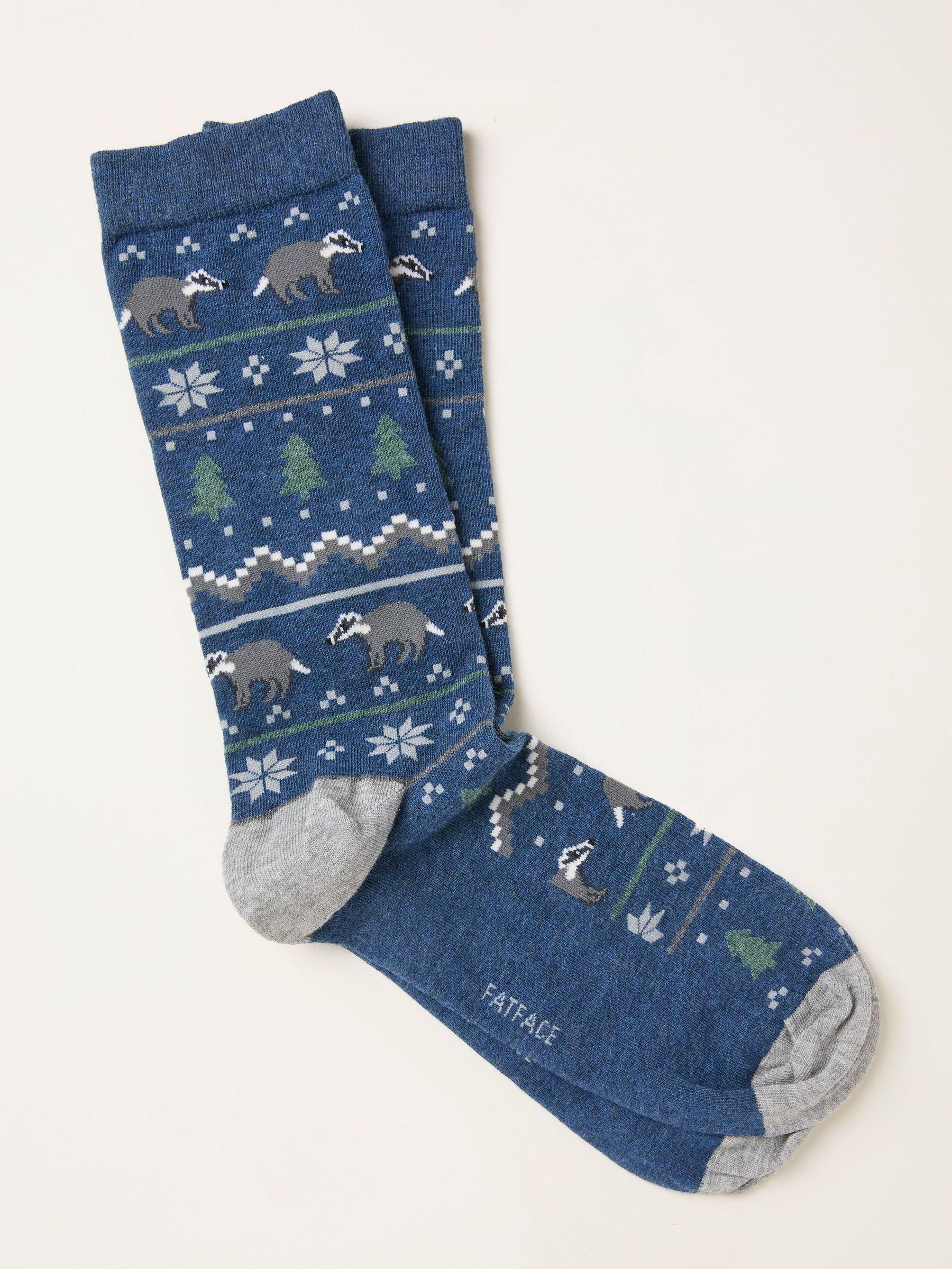 Navy Fairisle Badger Socks (H21196) | €9.50