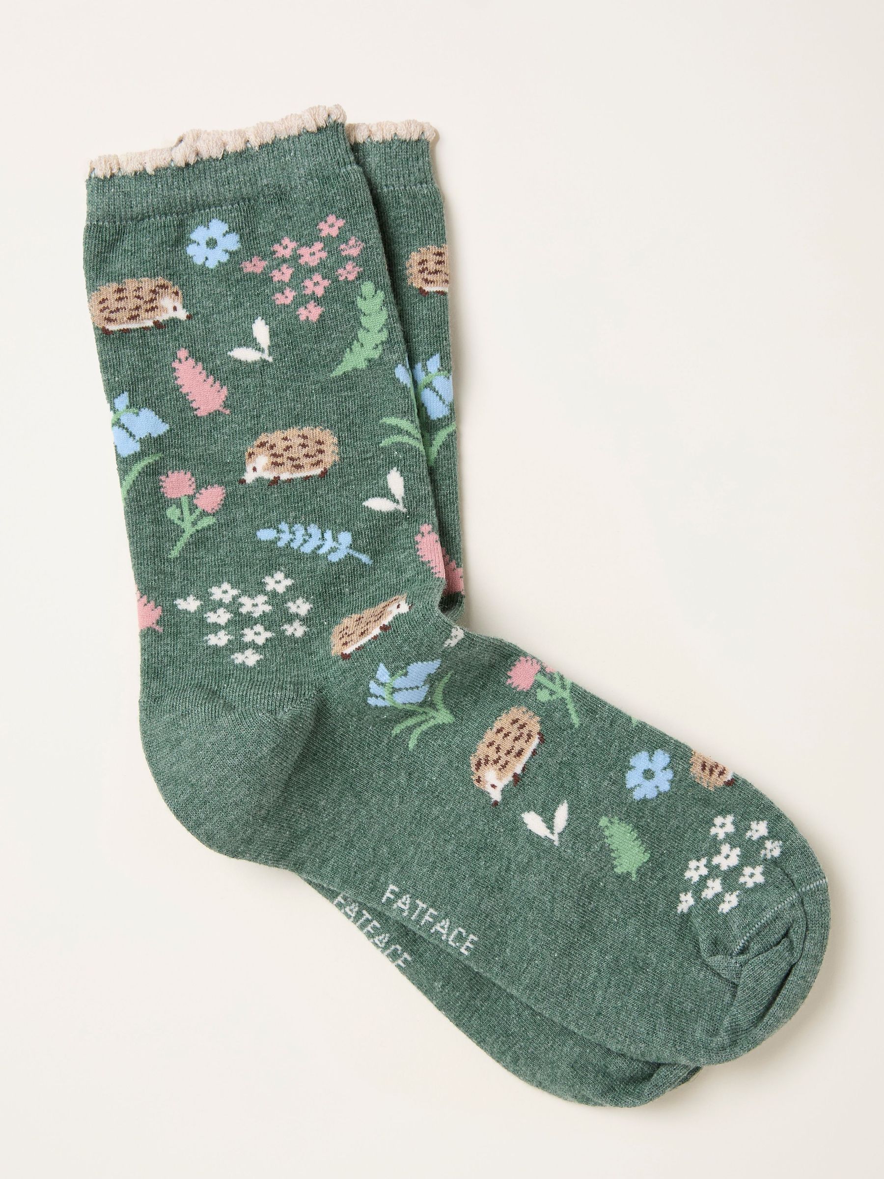 Green Woodland Hedgehog Socks (H21461) | €9.50