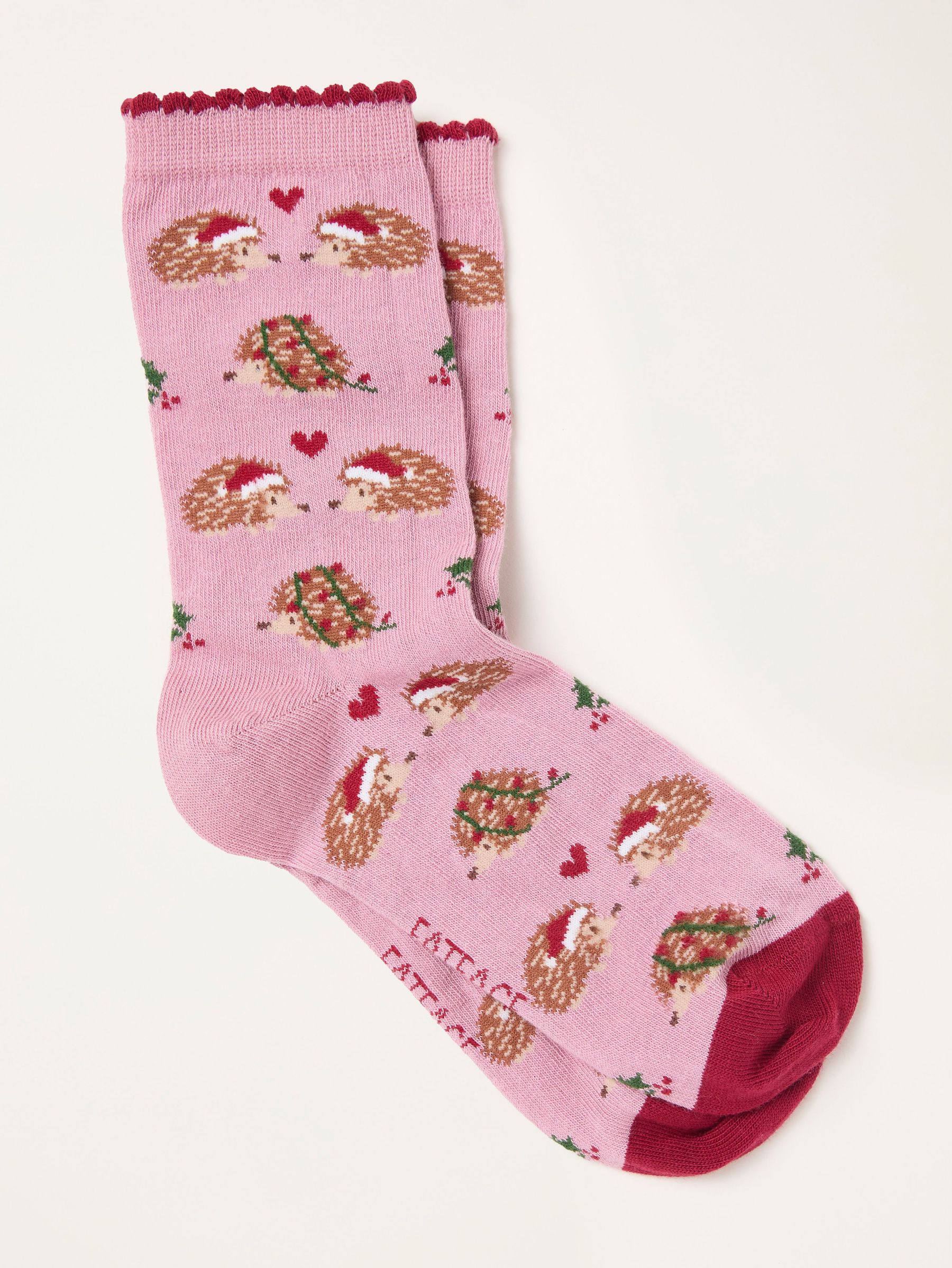 Pink Christmas Hedgehog Socks (H21473) | $12