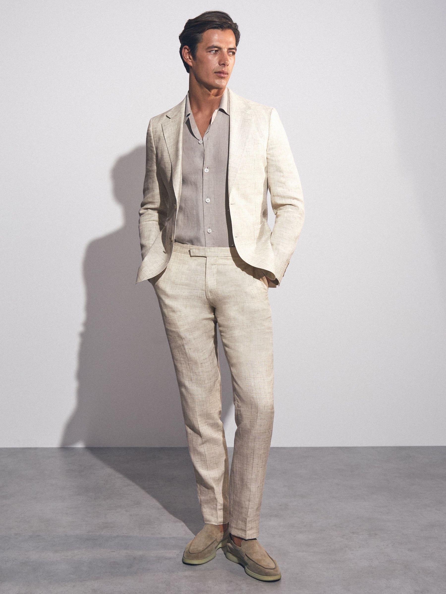 Linen-Cotton Slim-Fit Suit Trousers in Stone (H22288) | €245