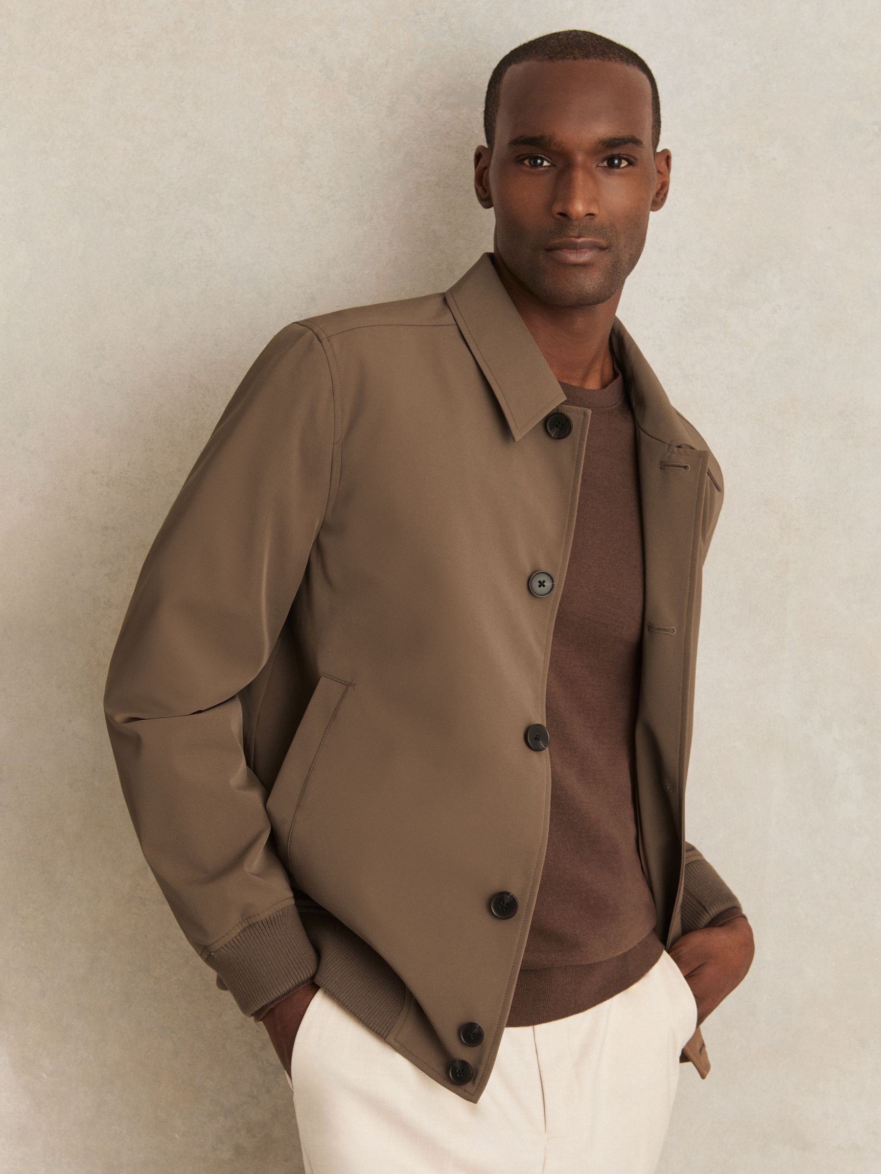 Technical Button Through Jacket in Chestnut Brown (H22310) | US$400
