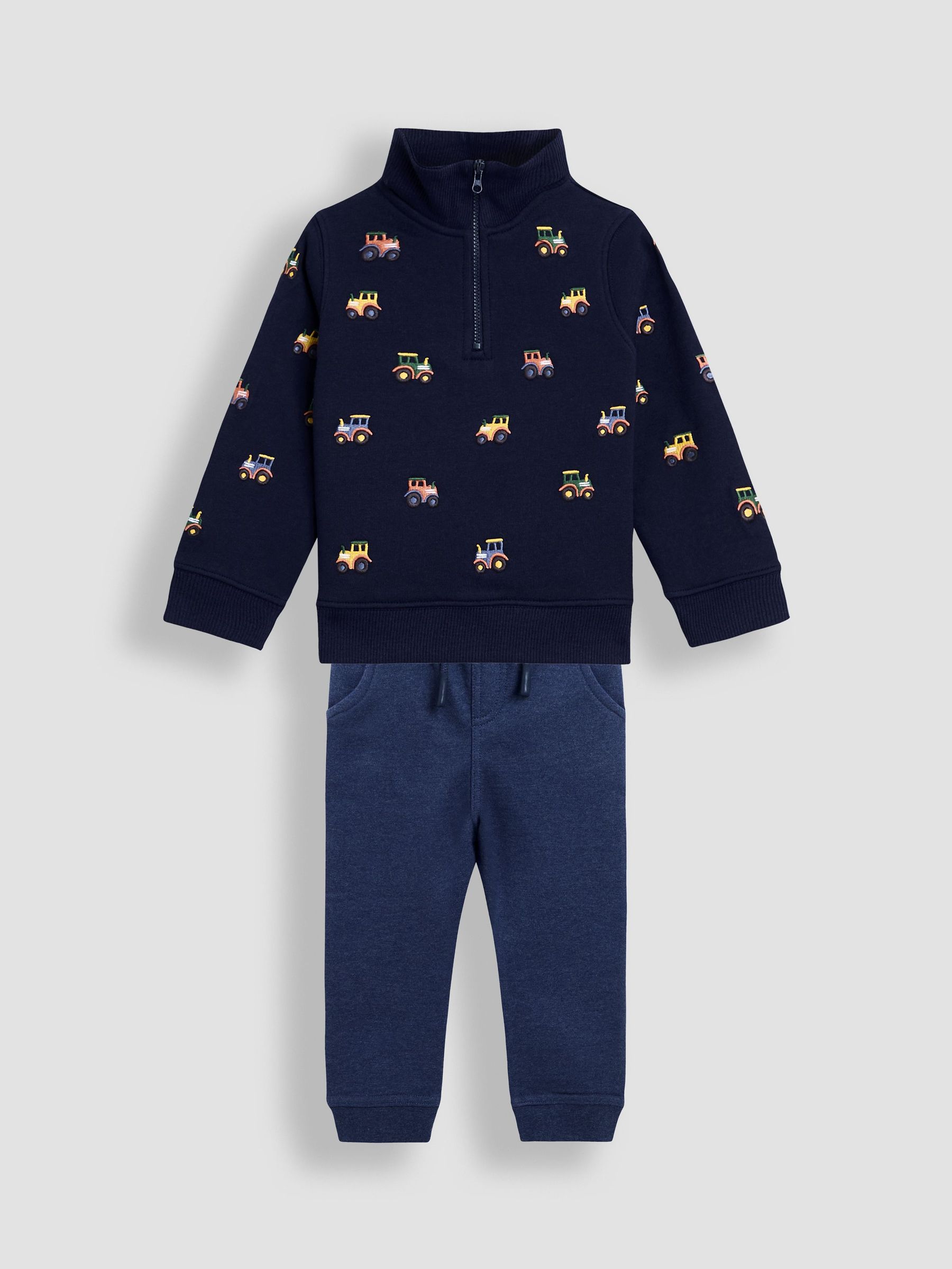 Navy Blue Tractor 2-Piece Embroidered Half Zip & Joggers Set (H22613) | $51 - $62