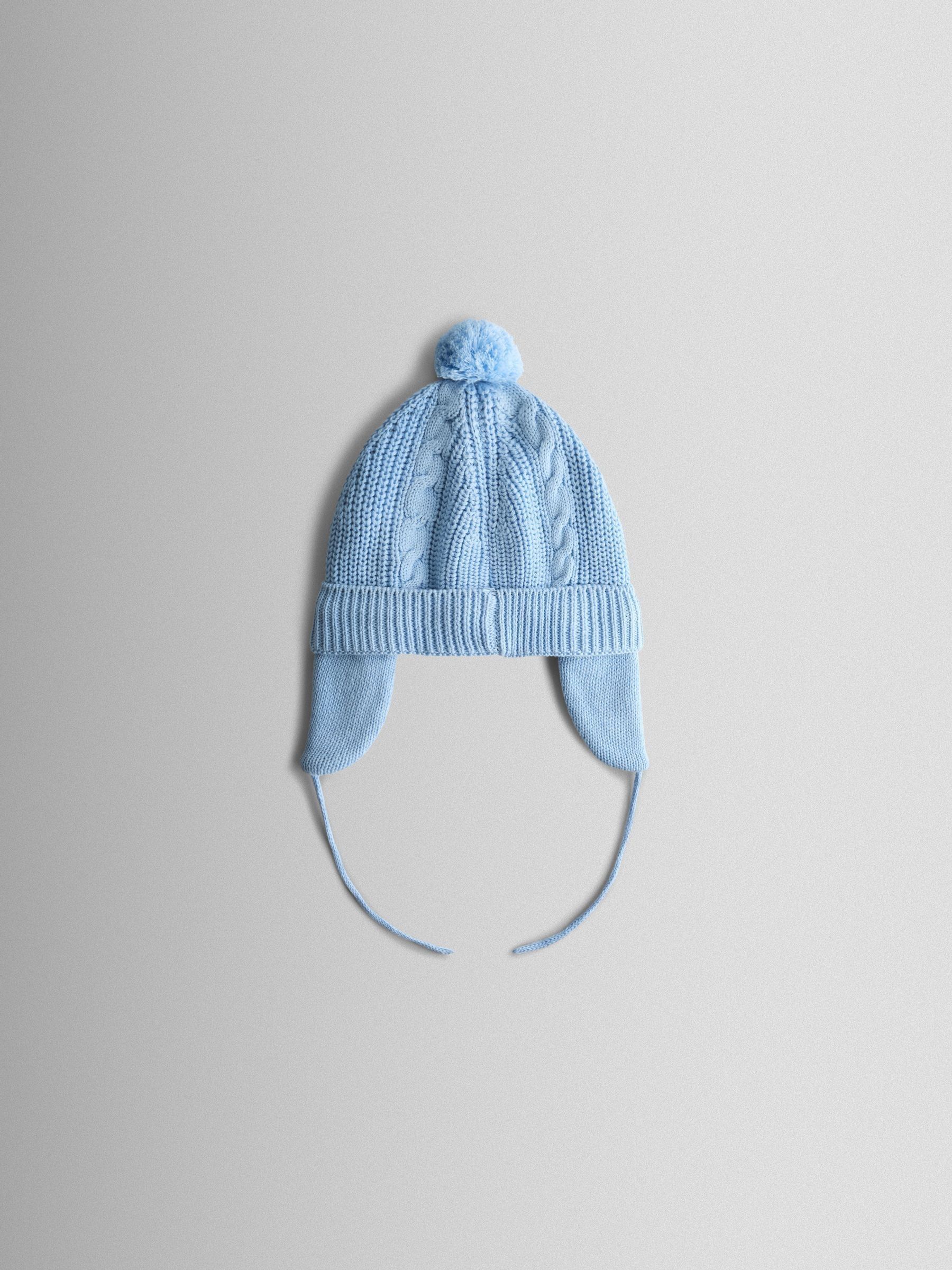Light Blue Cosy Pom Pom Rib Hat (H22622) | $25