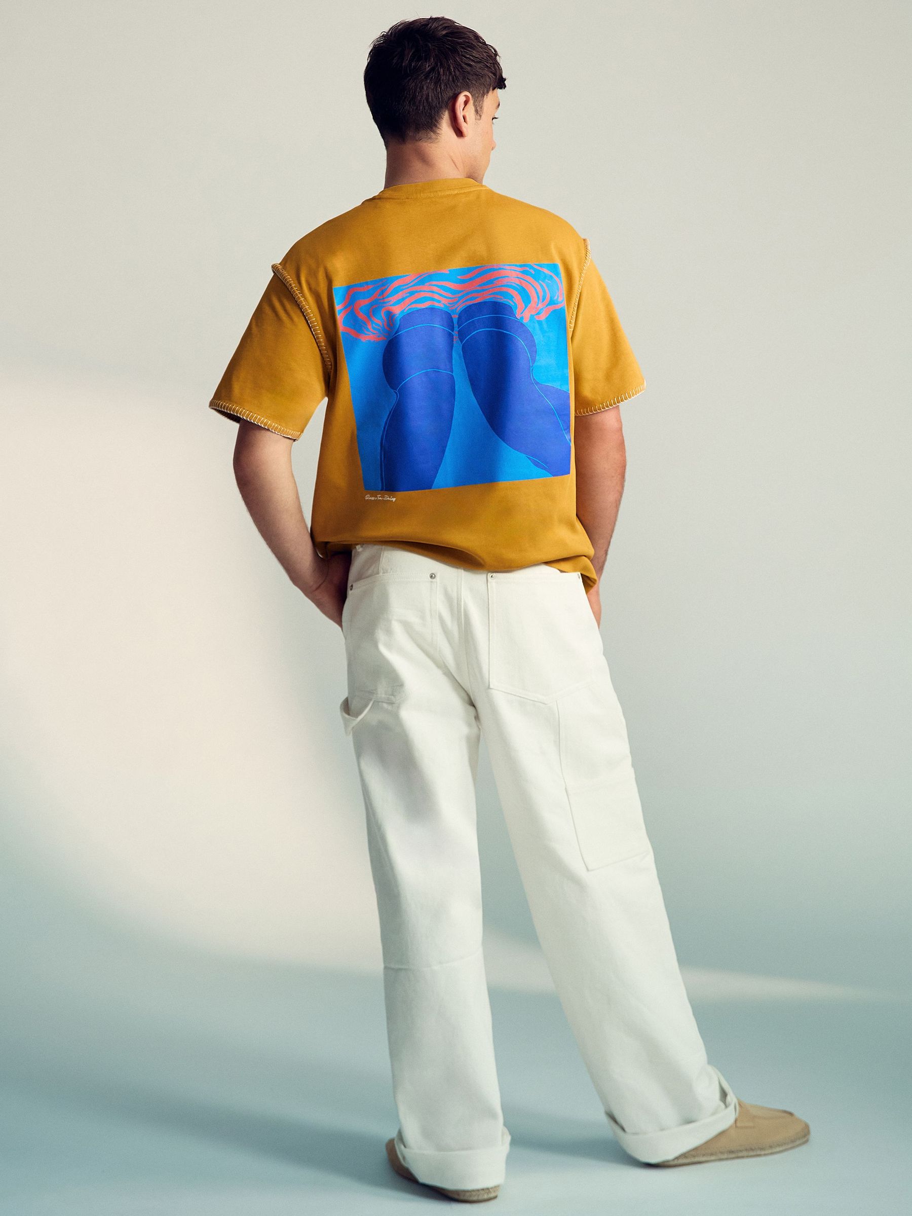 Reiss | Tom Daley Graphic-Print T-Shirt in Yellow (H23621) | US$160