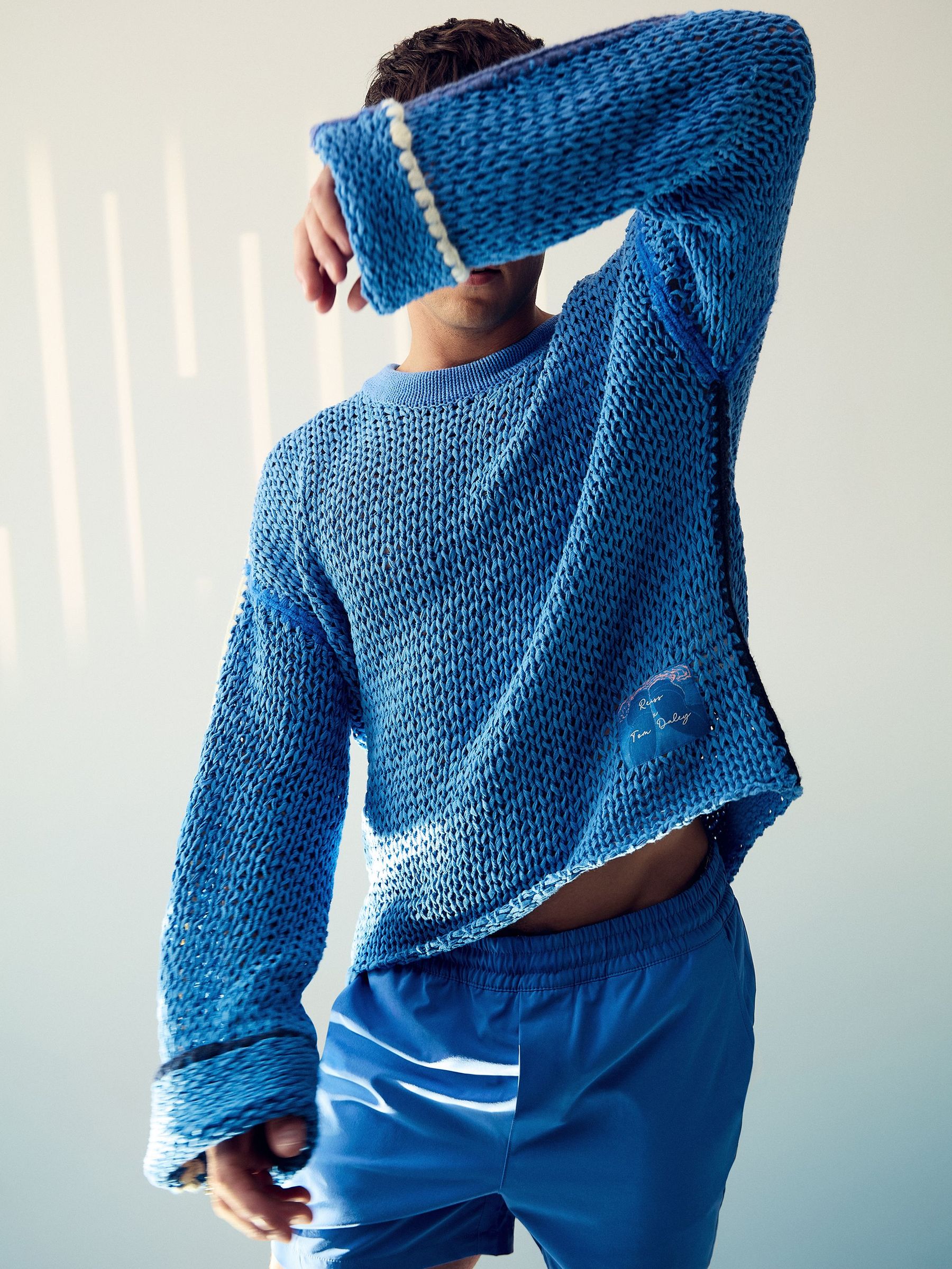 Reiss | Tom Daley Chunky Knit Jumper in Soft Blue (H23623) | €240