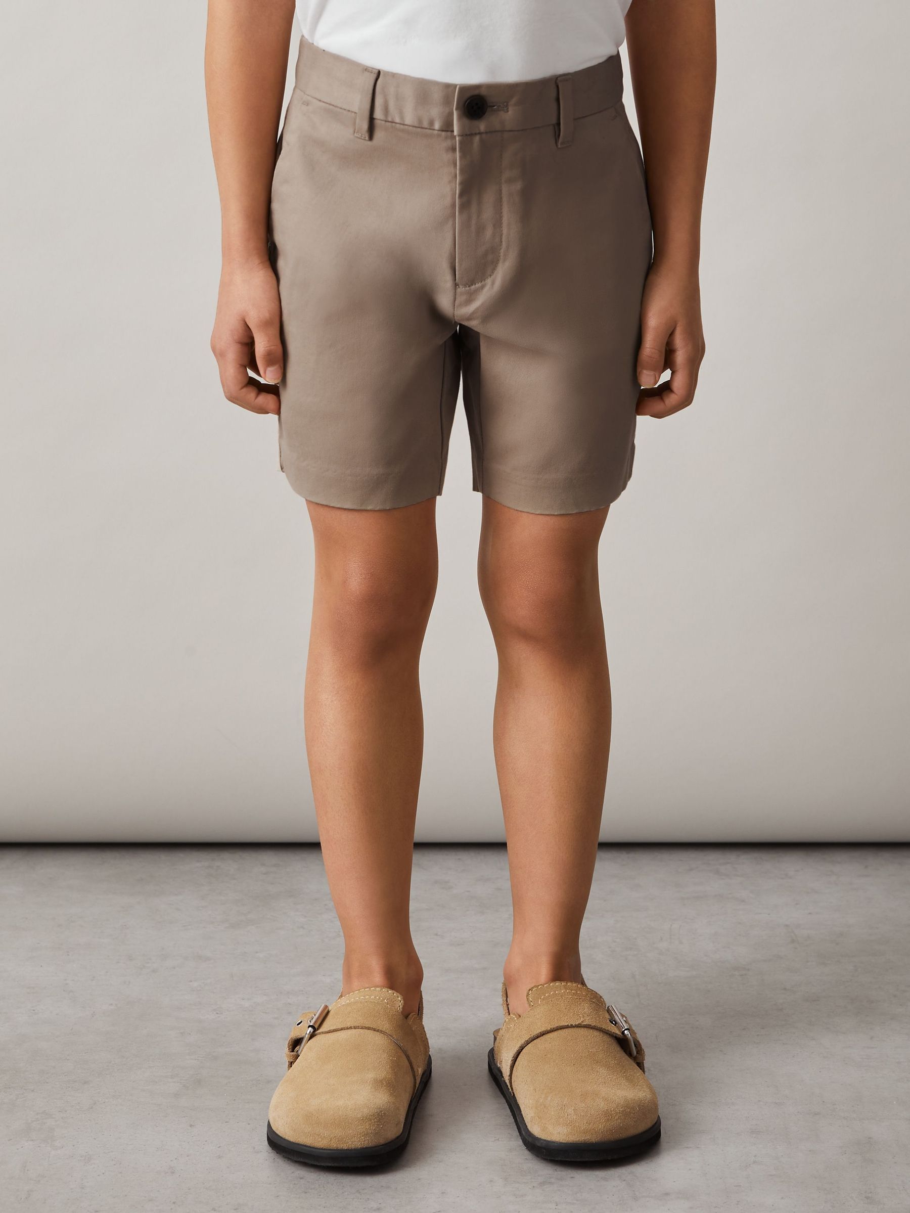 Cotton Chino Shorts with Stretch in Stone (H23640) | €35