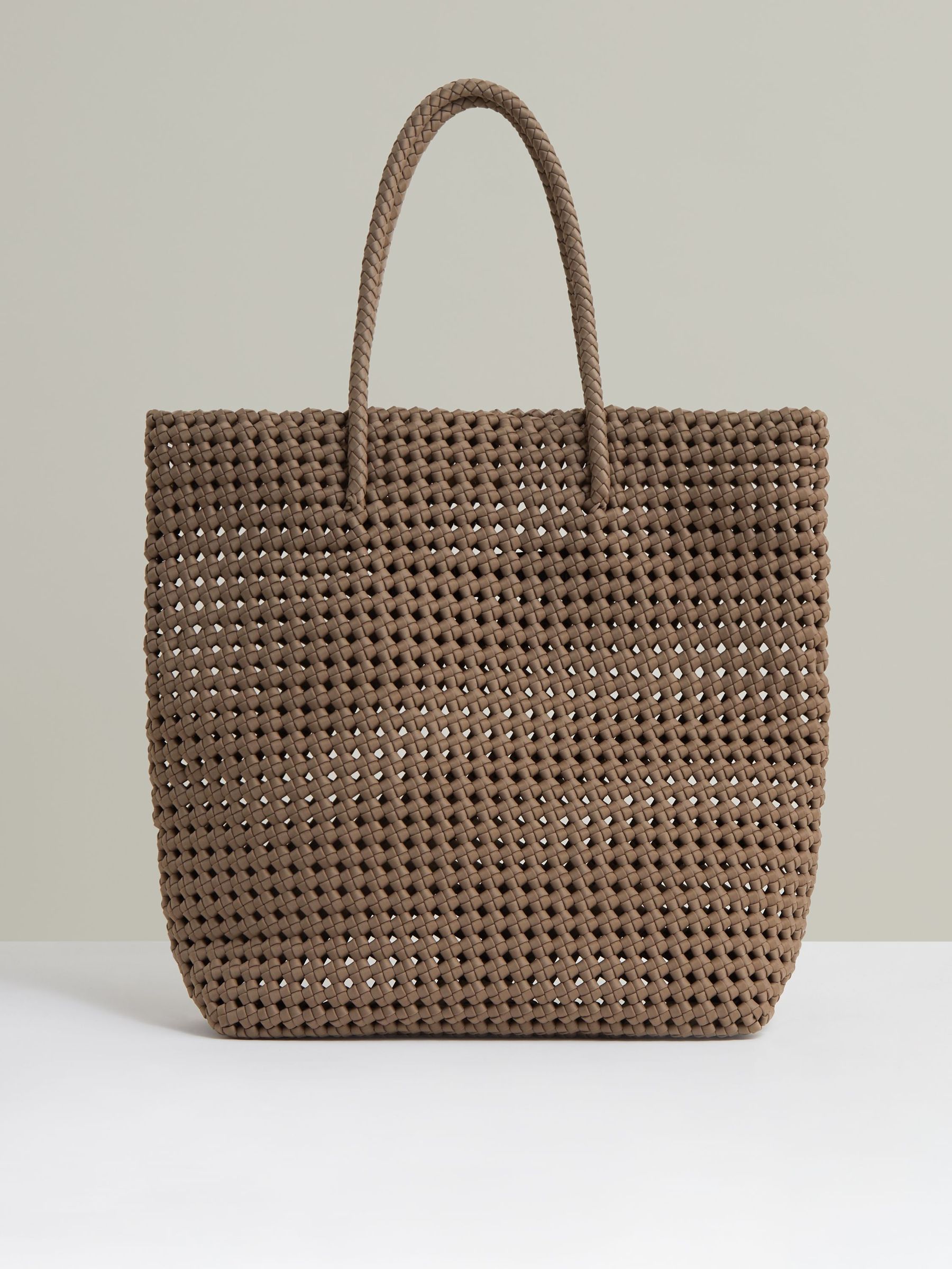 Woven Neoprene Tote Bag in Taupe (H23641) | US$390