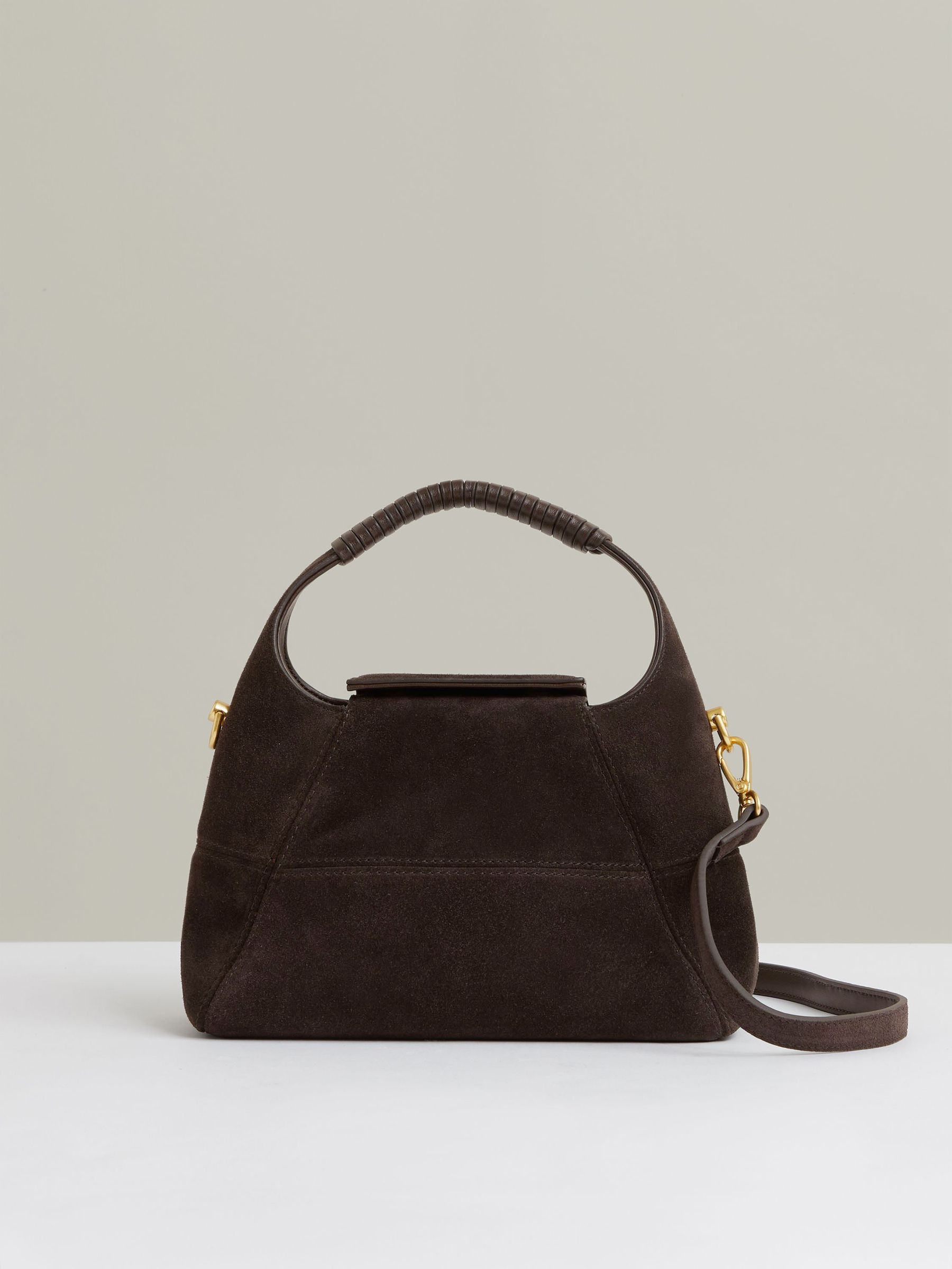 Suede Shoulder Bag in Chocolate (H23649) | $350