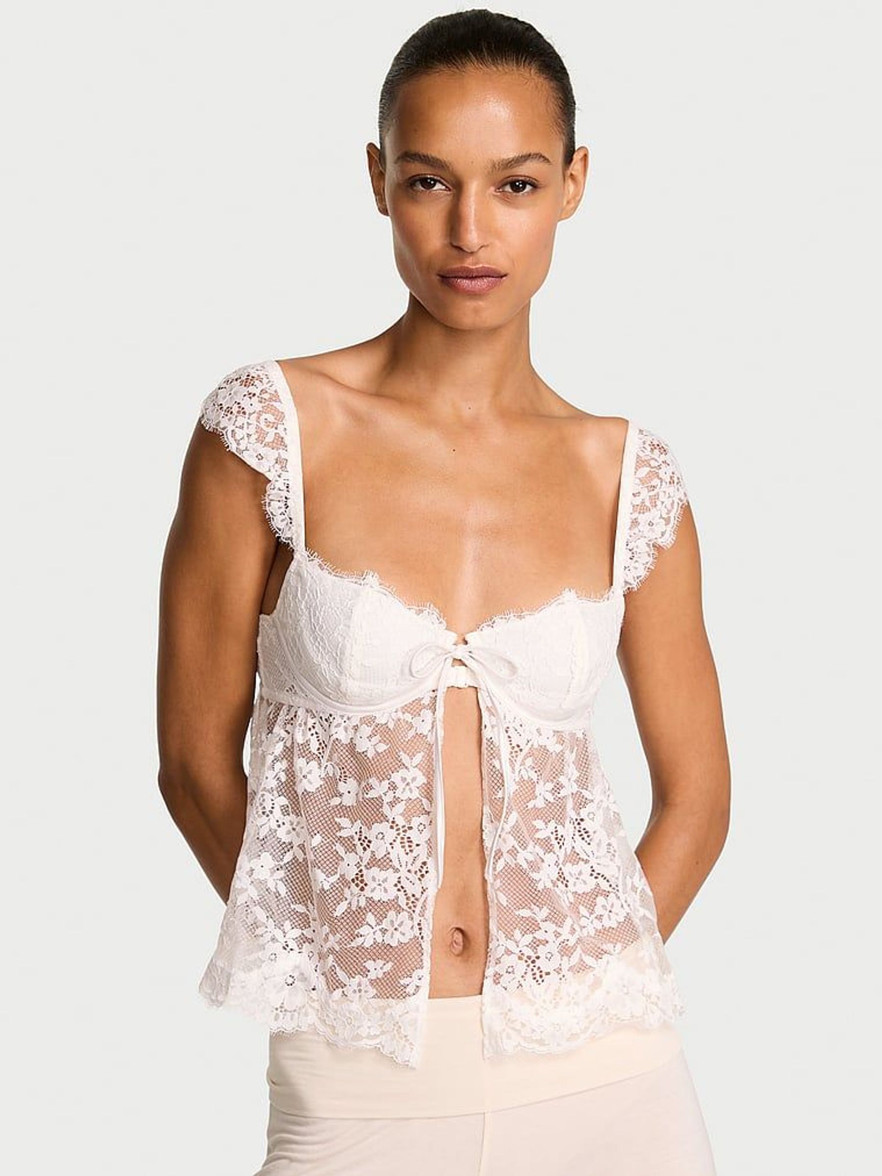 Coconut White Unlined Lace Flyaway Bra Top (H25443) | €52