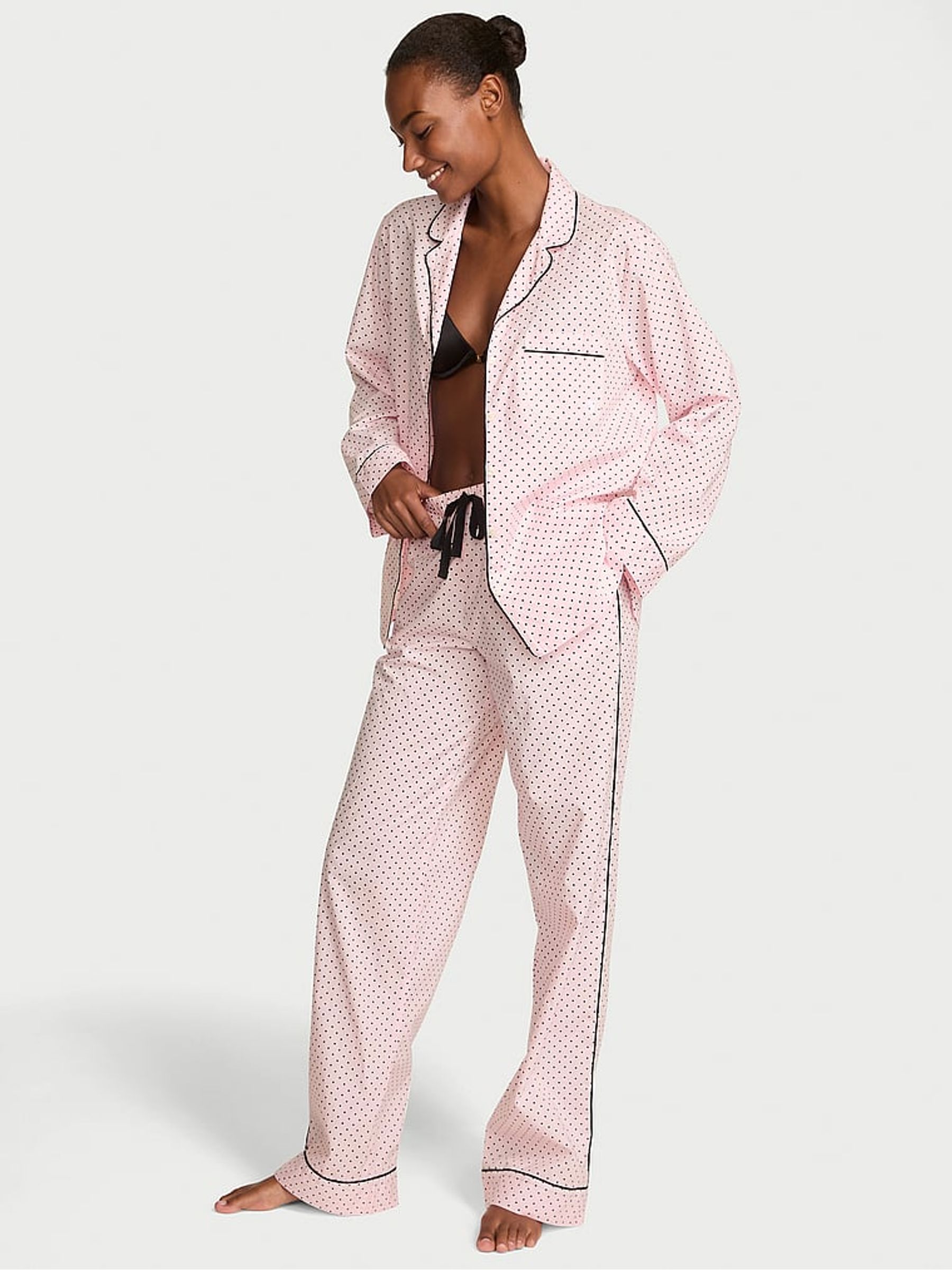 Angel Pink Small Dot Cotton Long Pyjamas Set (H28476) | €62