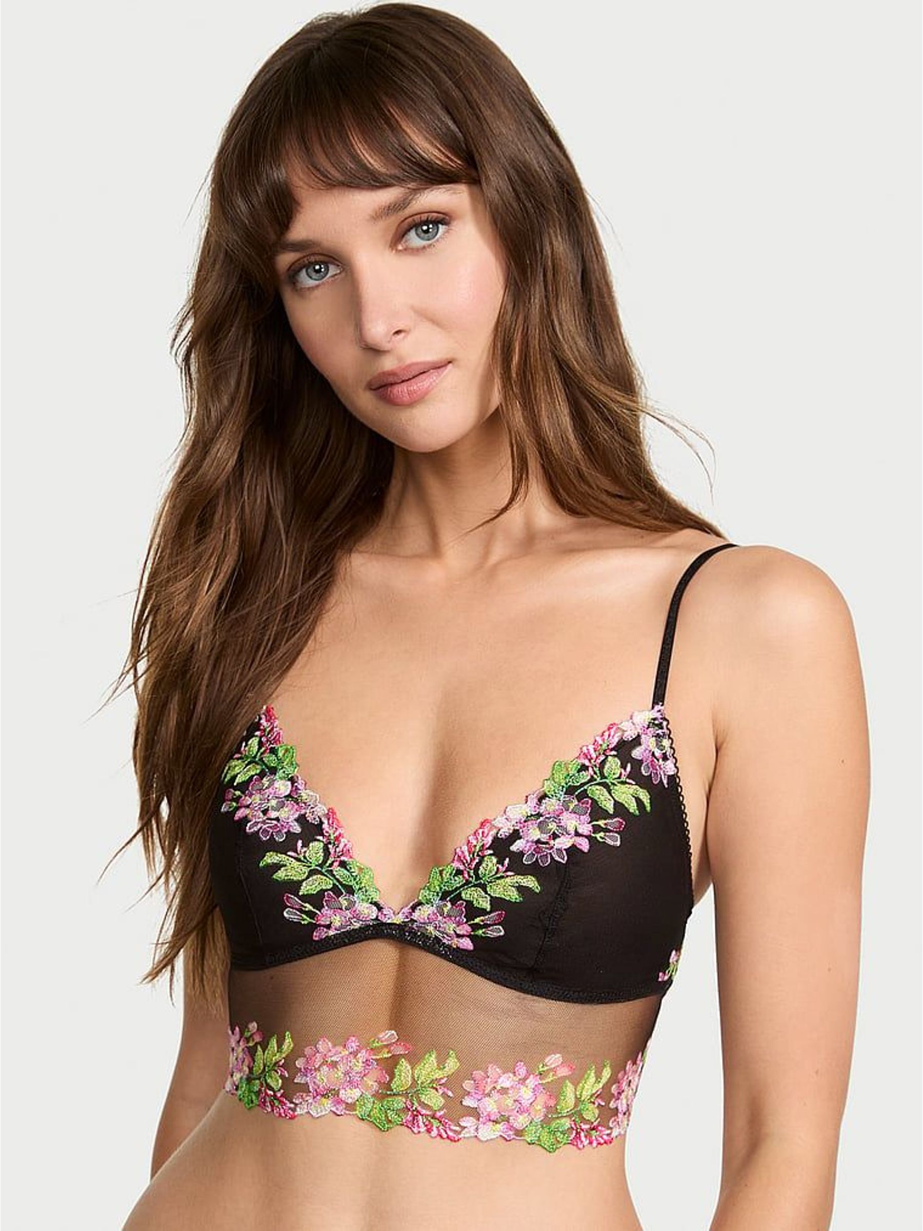 Black Triangle Wisteria Embroidery Bra Top (H28765) | €62