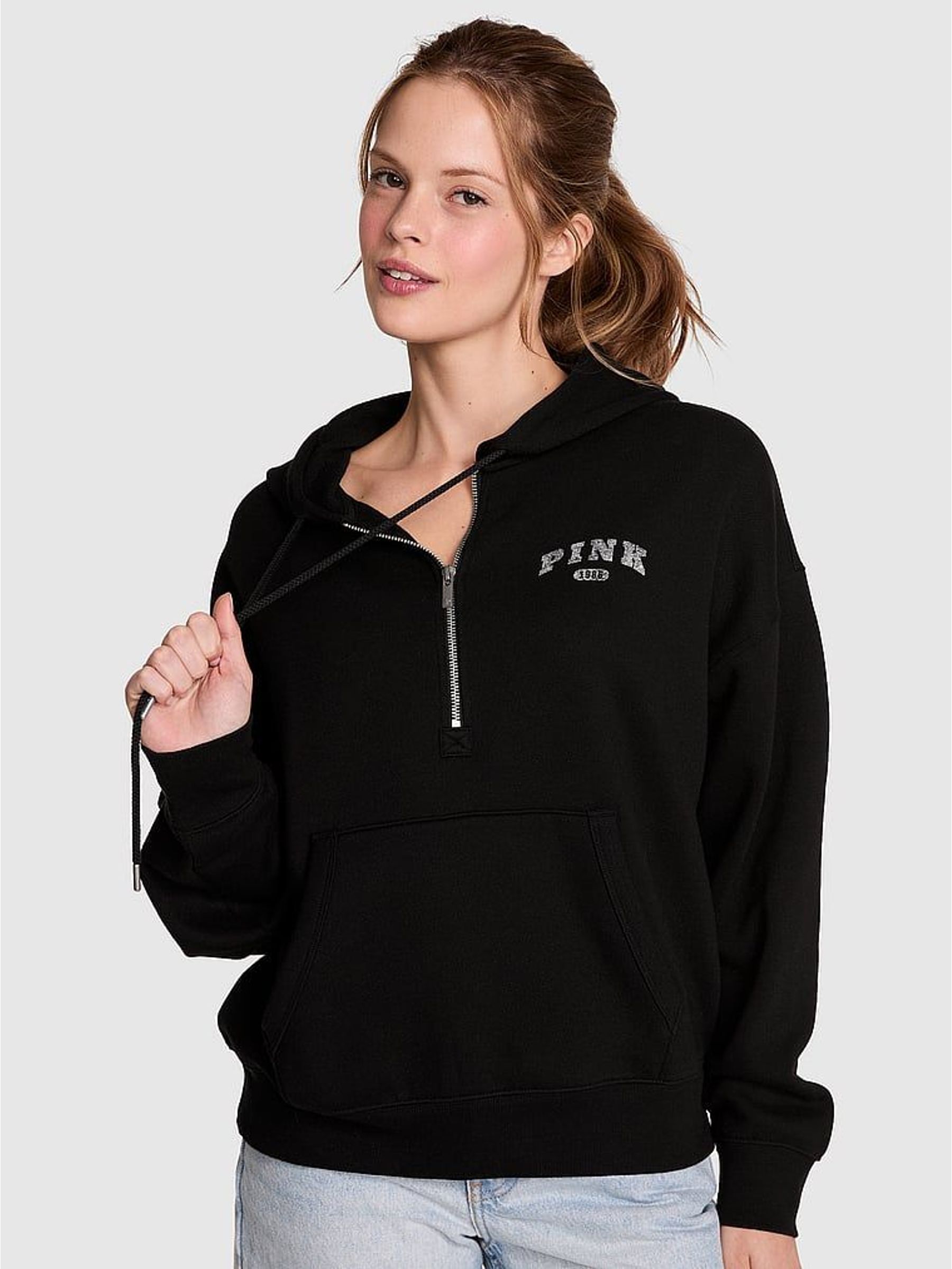 Black Half Zip Fleece Hoodie (H28789) | €62