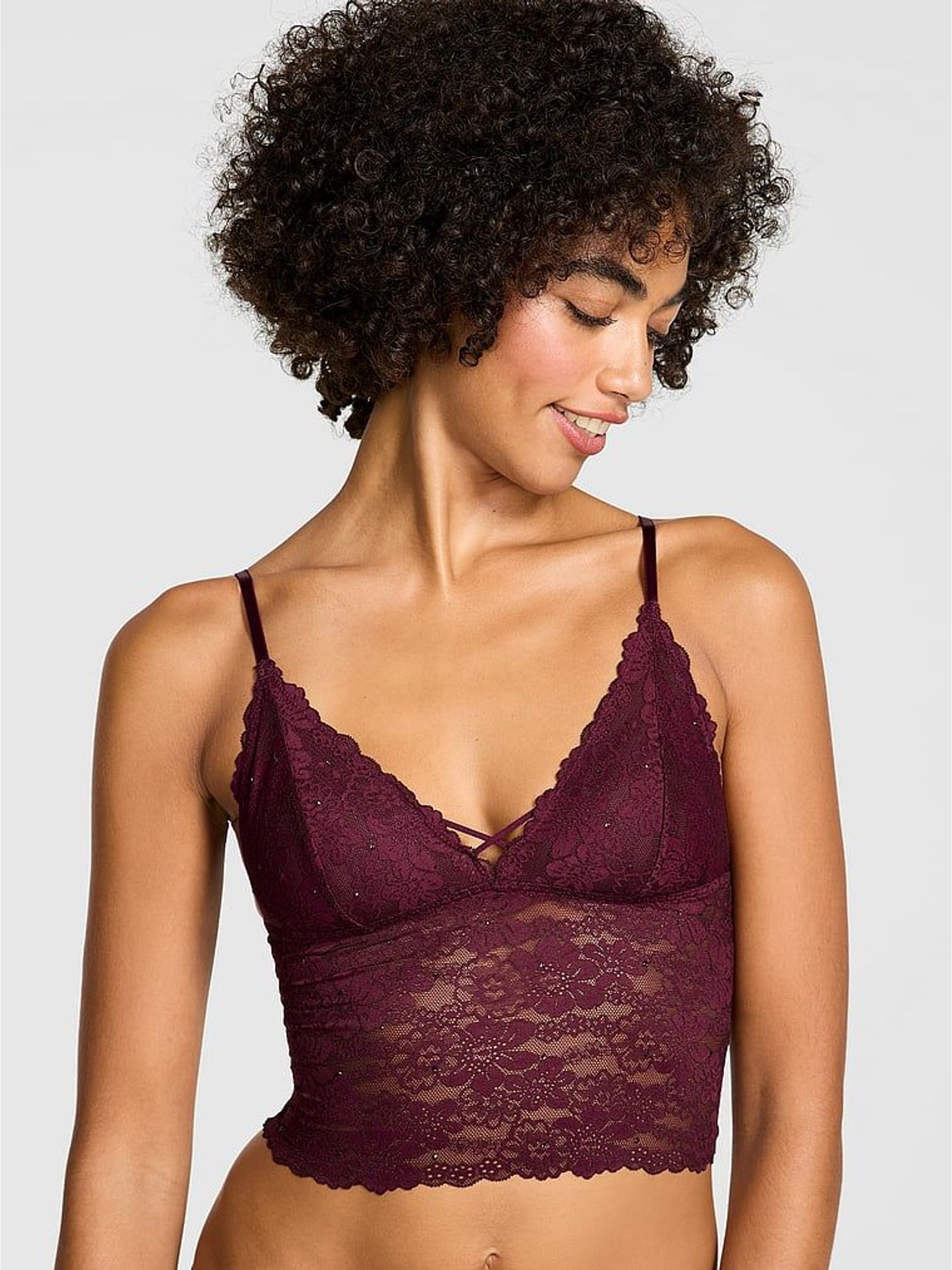 Wild Rose Purple Bralette Diamonte Lace Bra Top (H28804) | €36