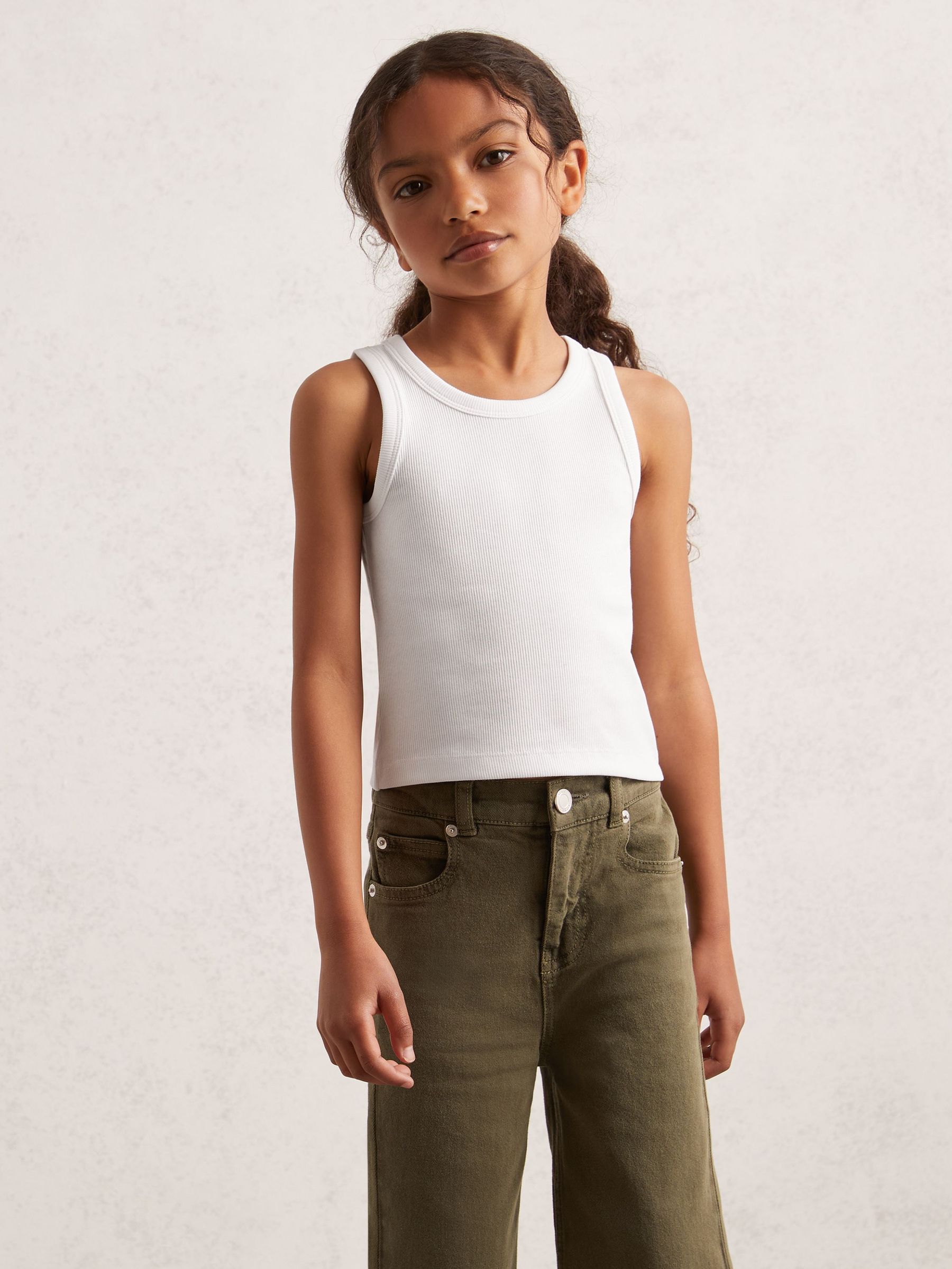 9-13 yrs Stretch-Cotton Ribbed Vest in Ivory (H29646) | €15