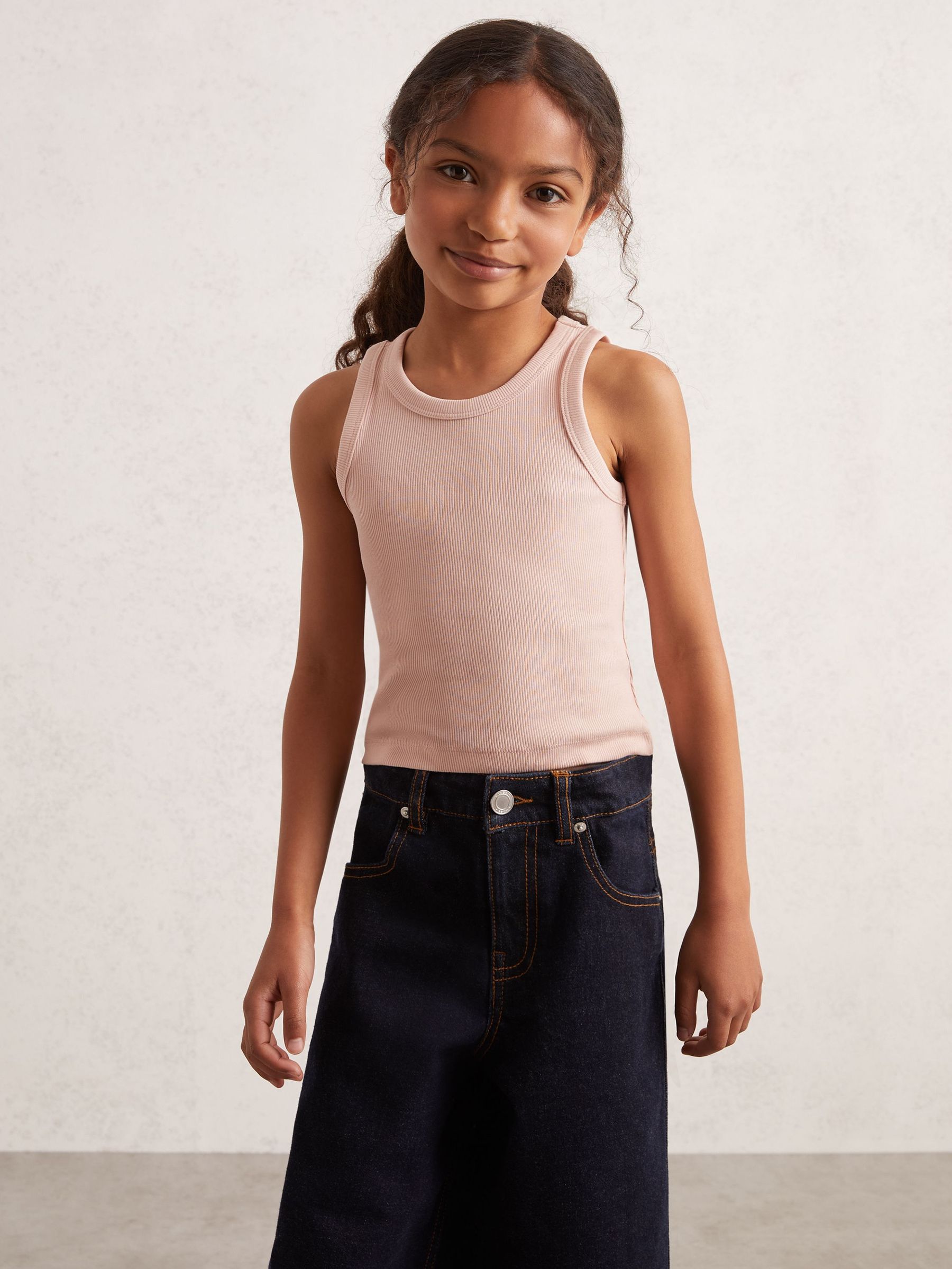 9-13 yrs Stretch-Cotton Ribbed Vest in Pink (H29658) | €15