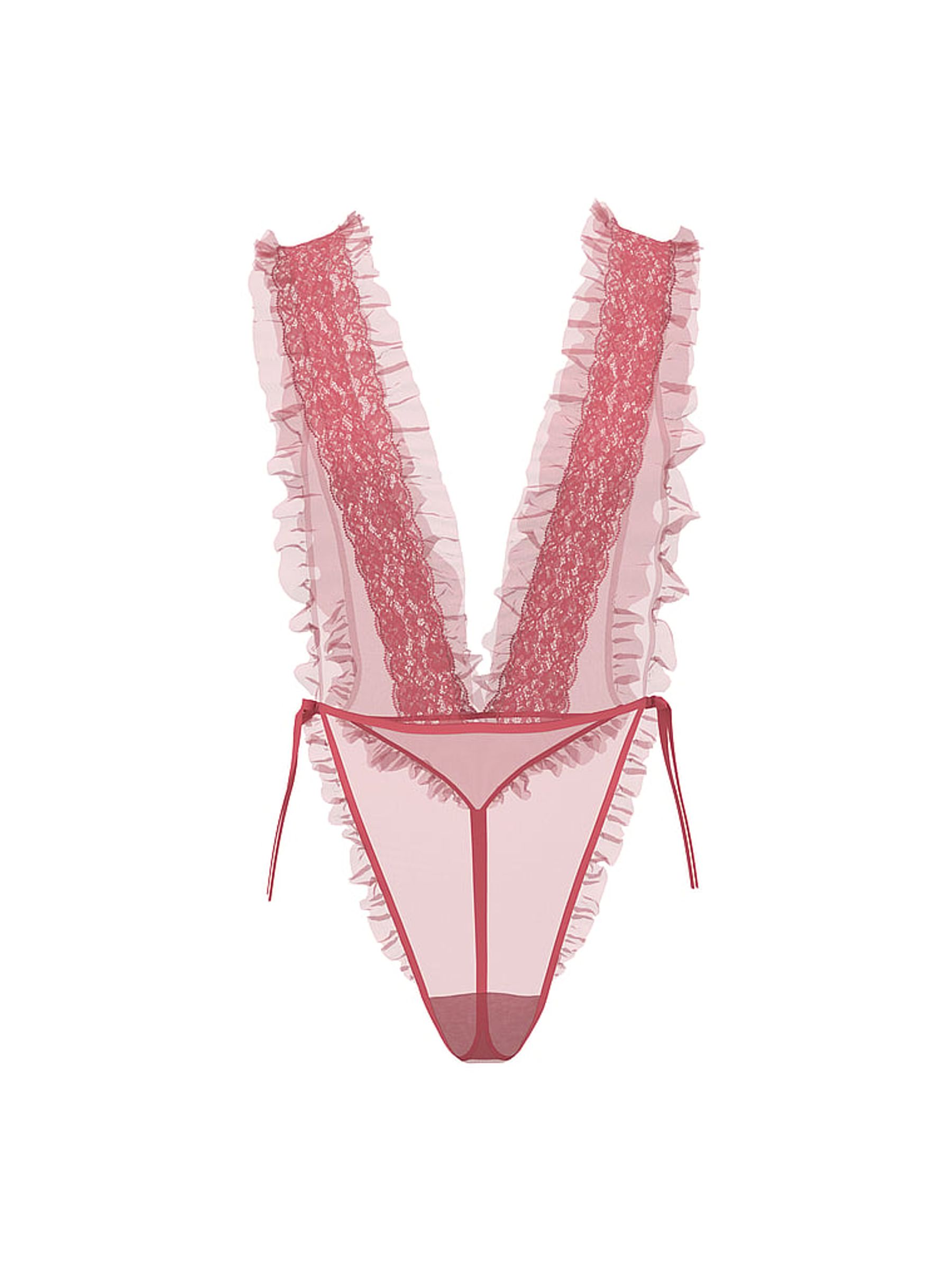 Seductive Rose Pink Lace Sheer Bodysuit (H30435) | €87