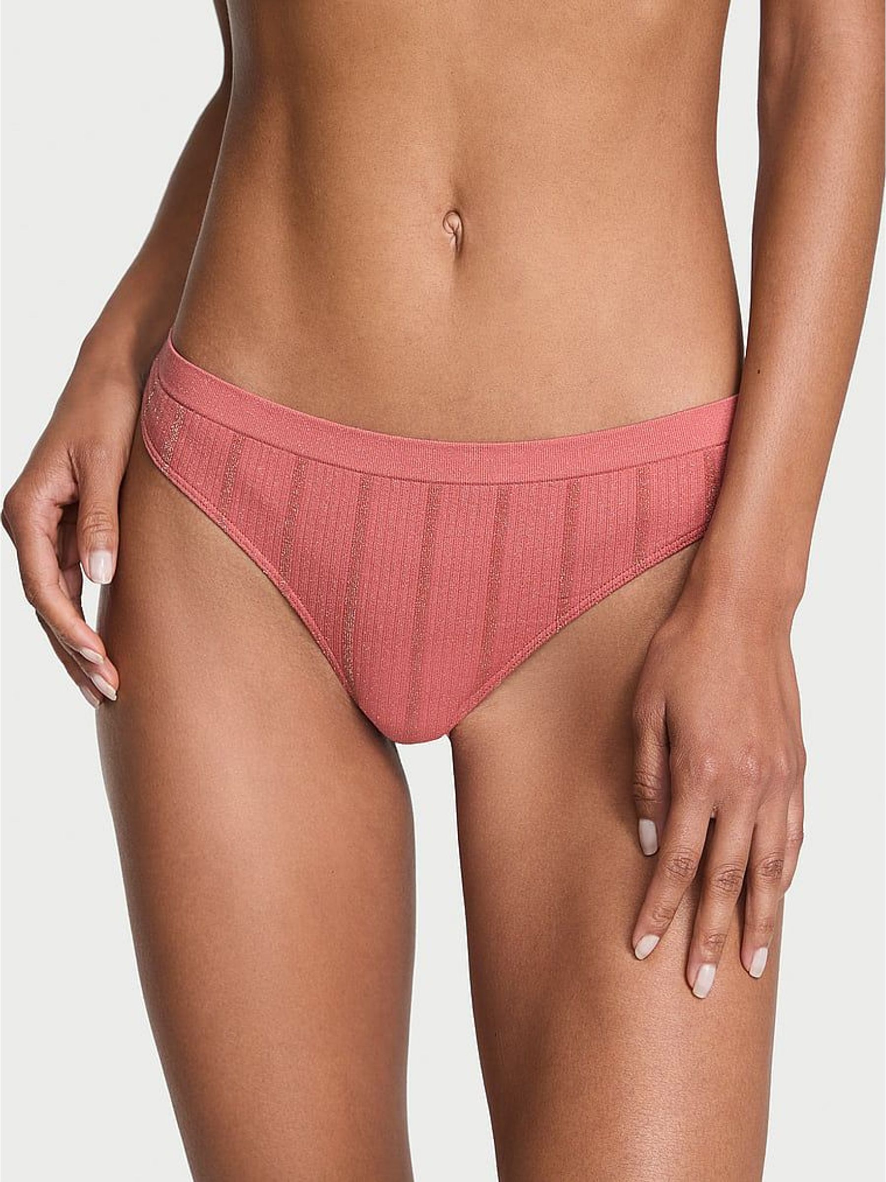 Seductive Rose Pink Stripe Thong Knickers (H30443) | €11.50